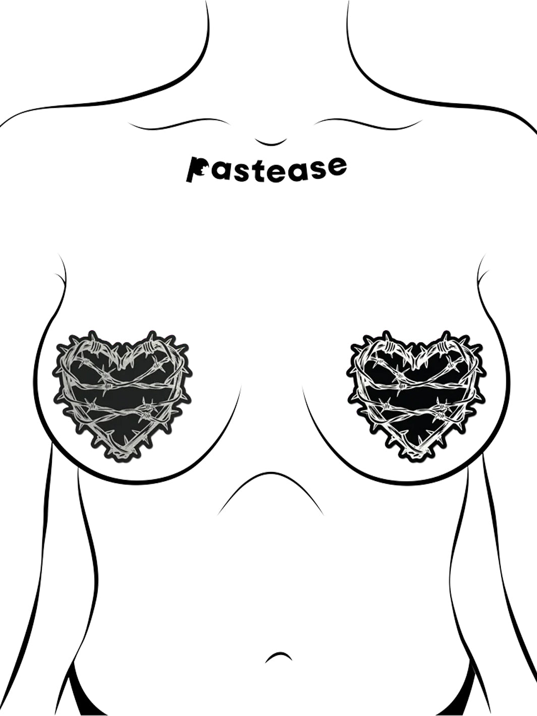 BARBED HEART NIPPLE PASTIES - REFLECTIVE