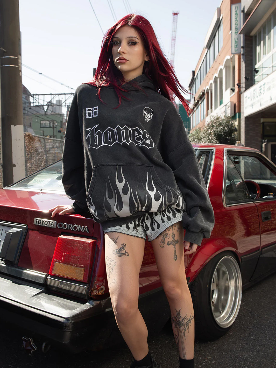 BONES CLUB HOODIE - WASHED BLACK