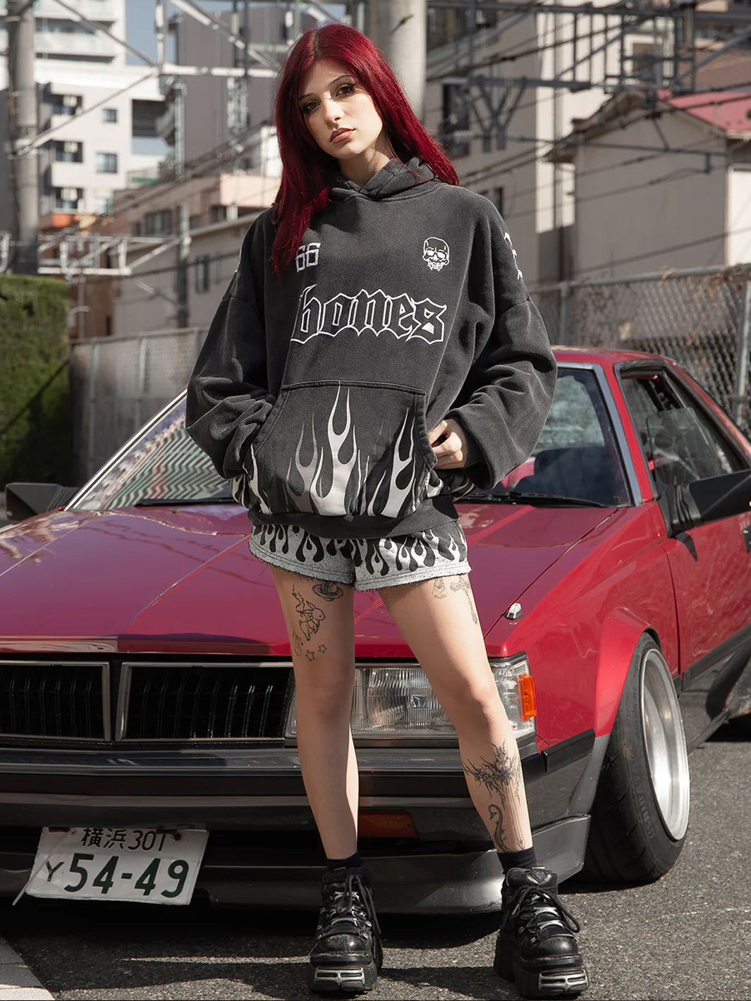 BONES CLUB HOODIE - WASHED BLACK