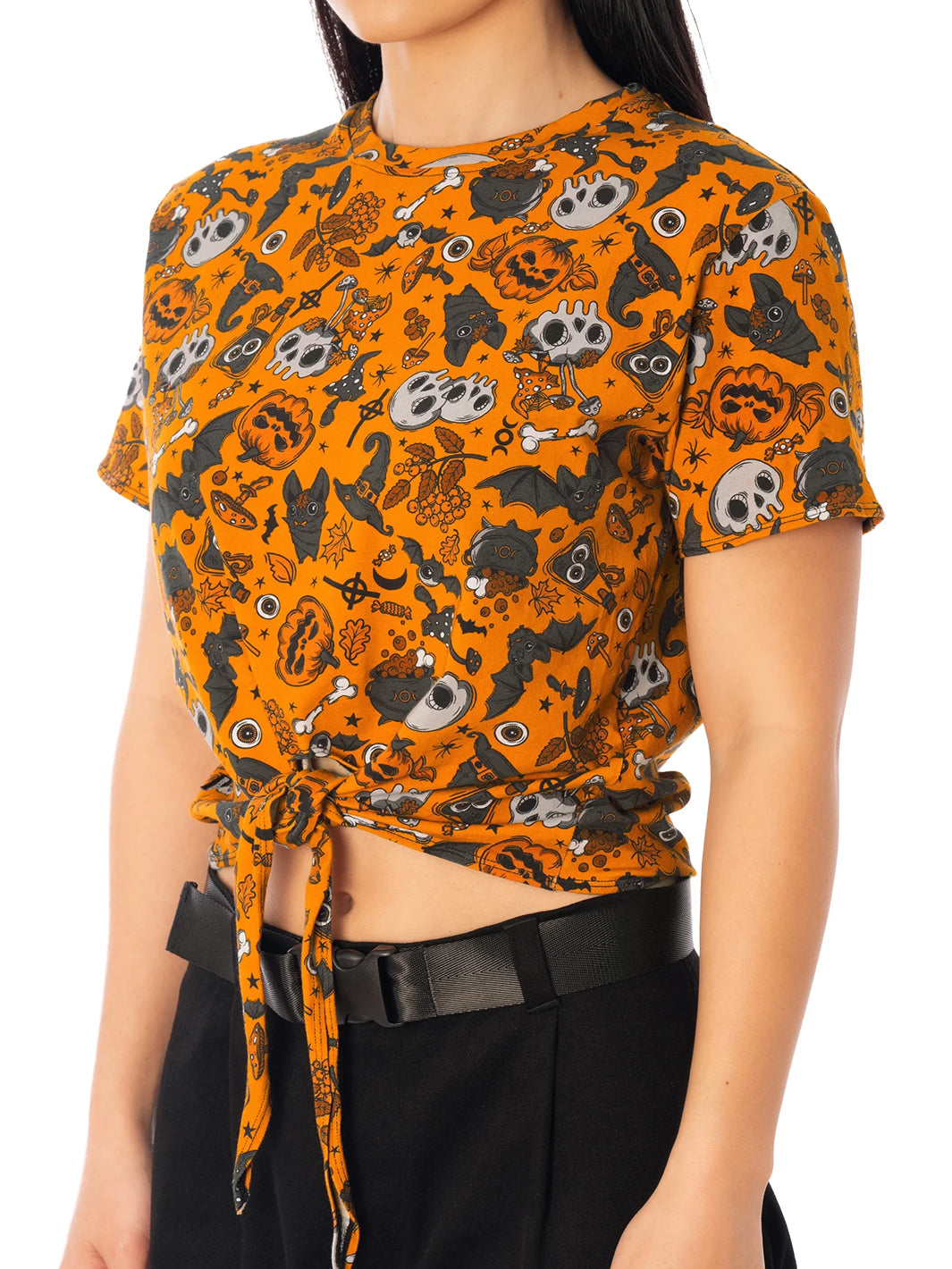 Bat to the Bone Cotton Tie Front Tee