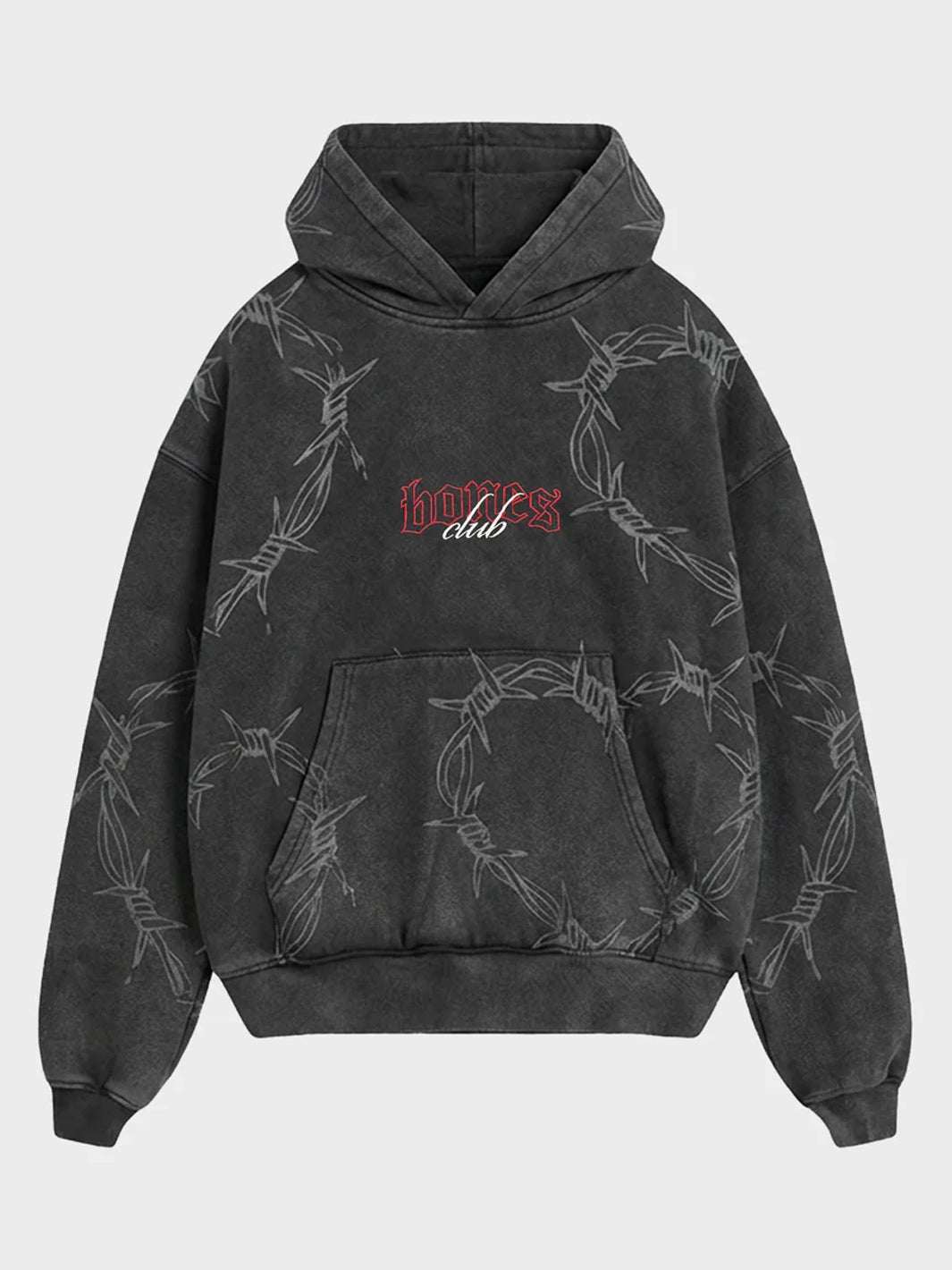 BARBED HEART HOODIE - VINTAGE BLACK