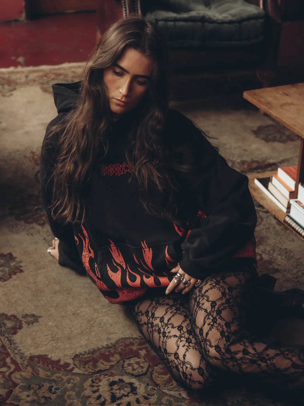 BURNER 2.0 HOODIE - WASHED BLACK/RED