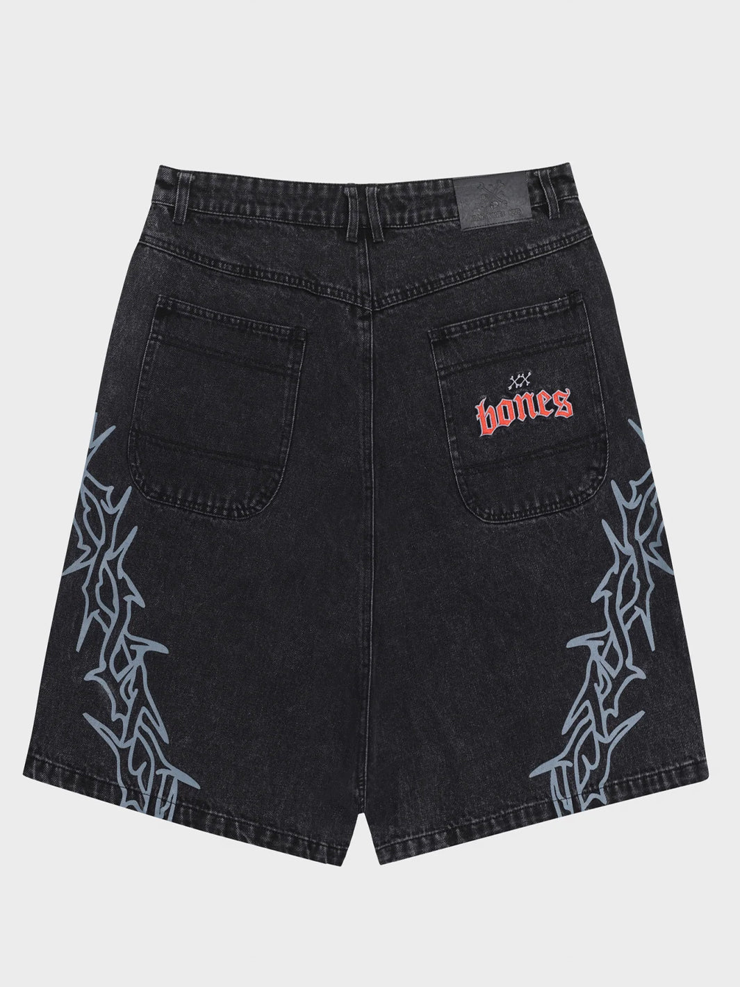 BONES BARBED DENIM SHORTS - WASHED BLACK