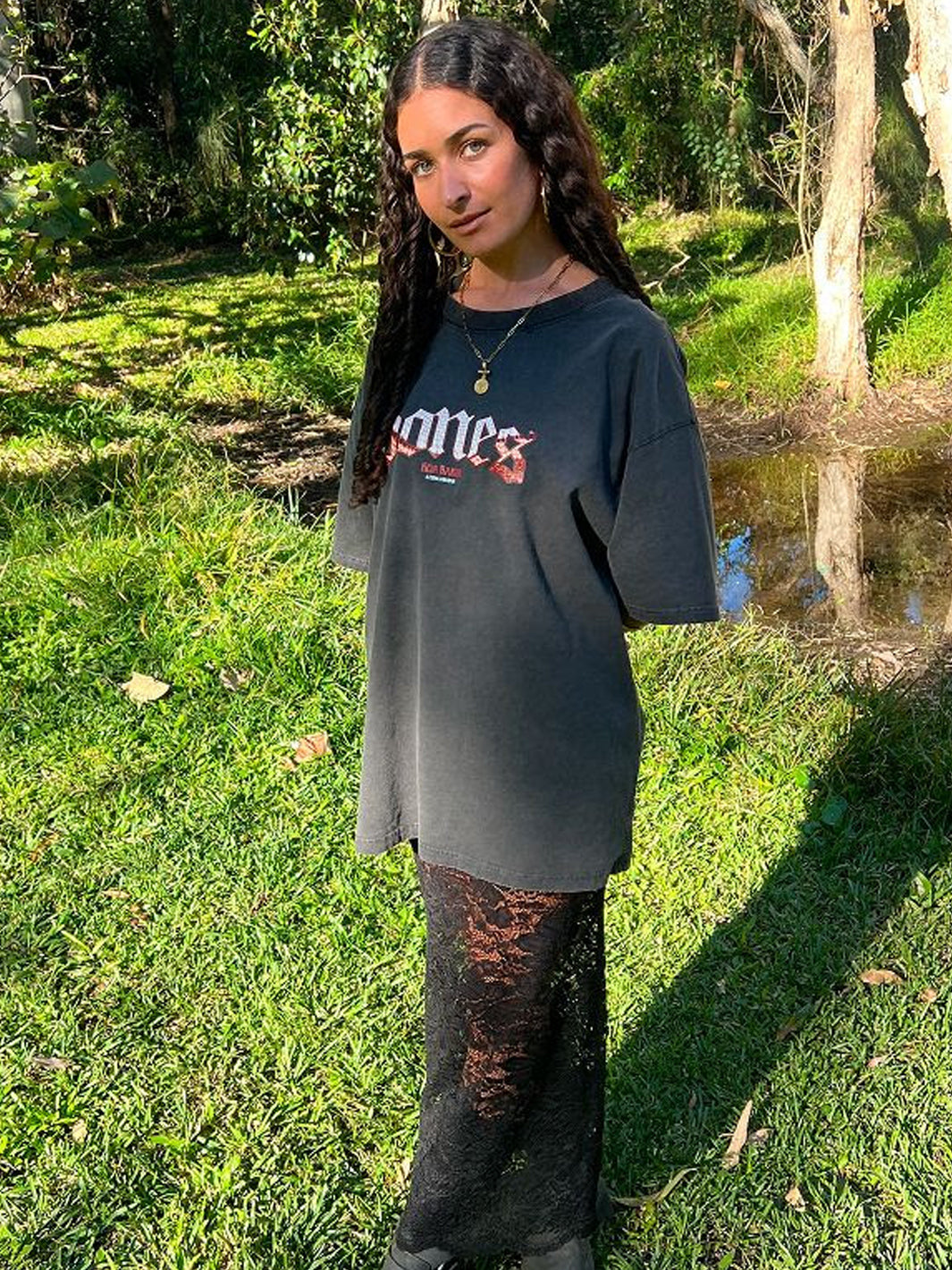 BIRARR BONES LOWANNA COLLAB TEE - WASHED BLACK