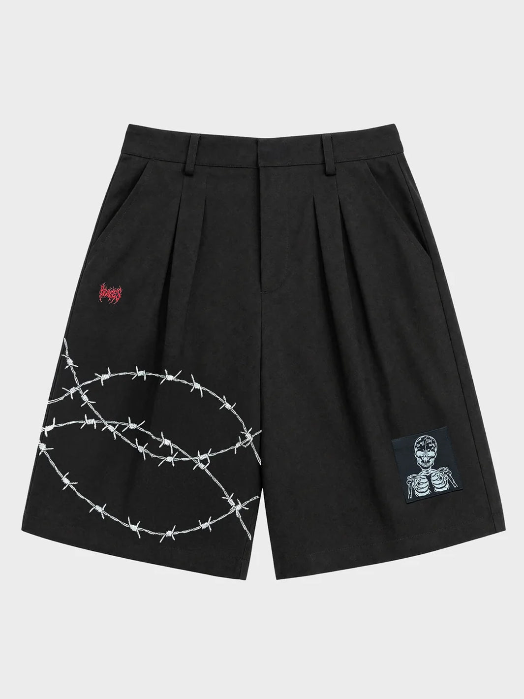 BARBED PATCH PLEATED SHORTS