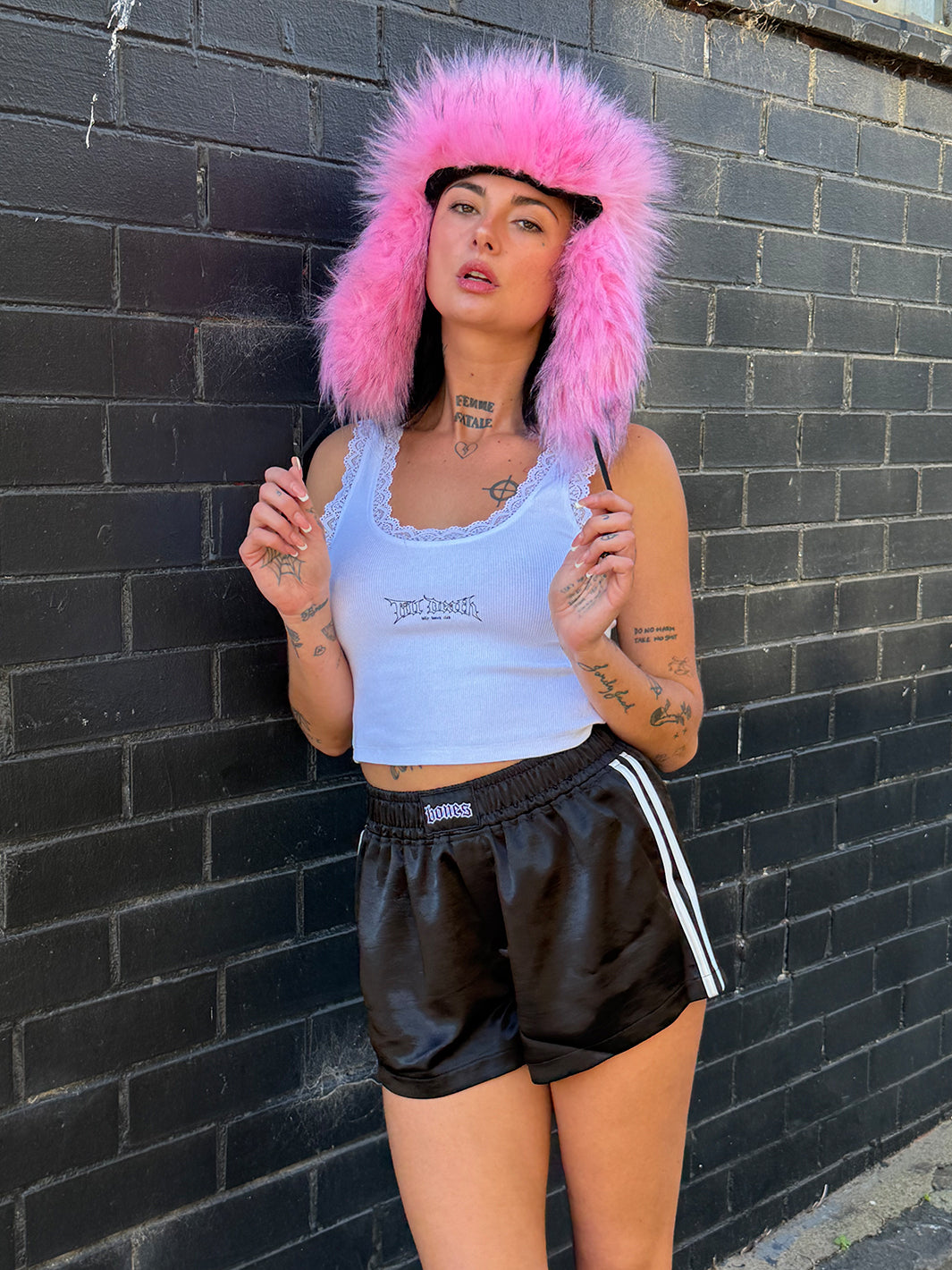 SNOW BRAT FUZZY HAT - BABY PINK
