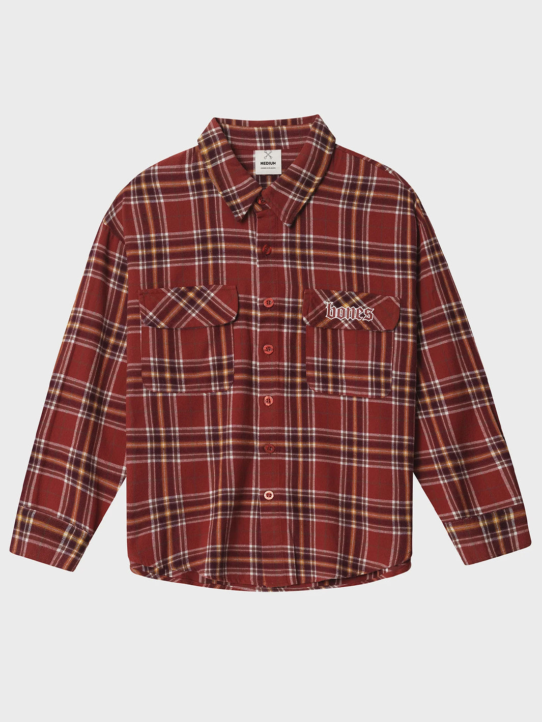 BONES PATCH FLANNEL - RED CHECK
