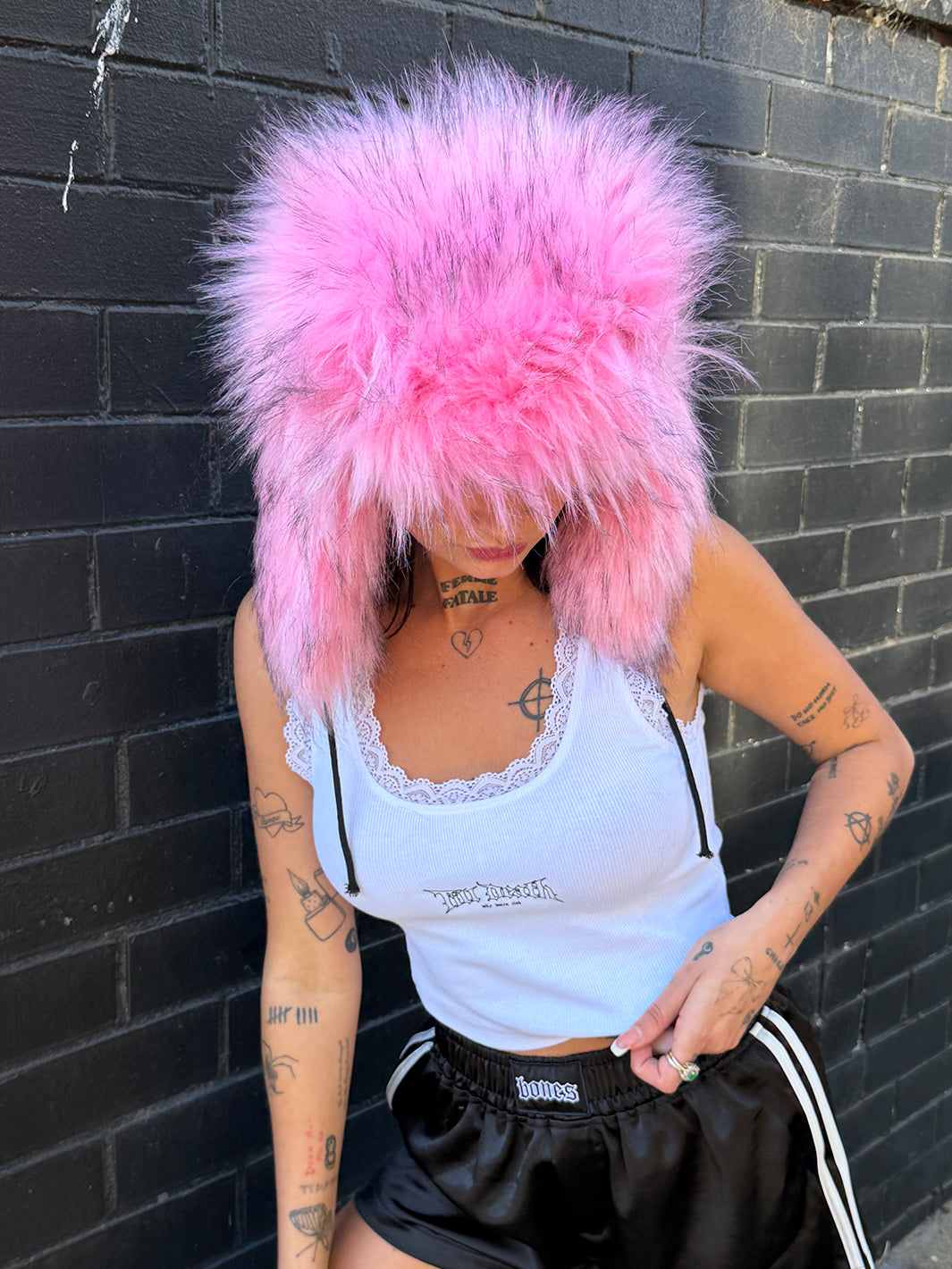 SNOW BRAT FUZZY HAT - BABY PINK