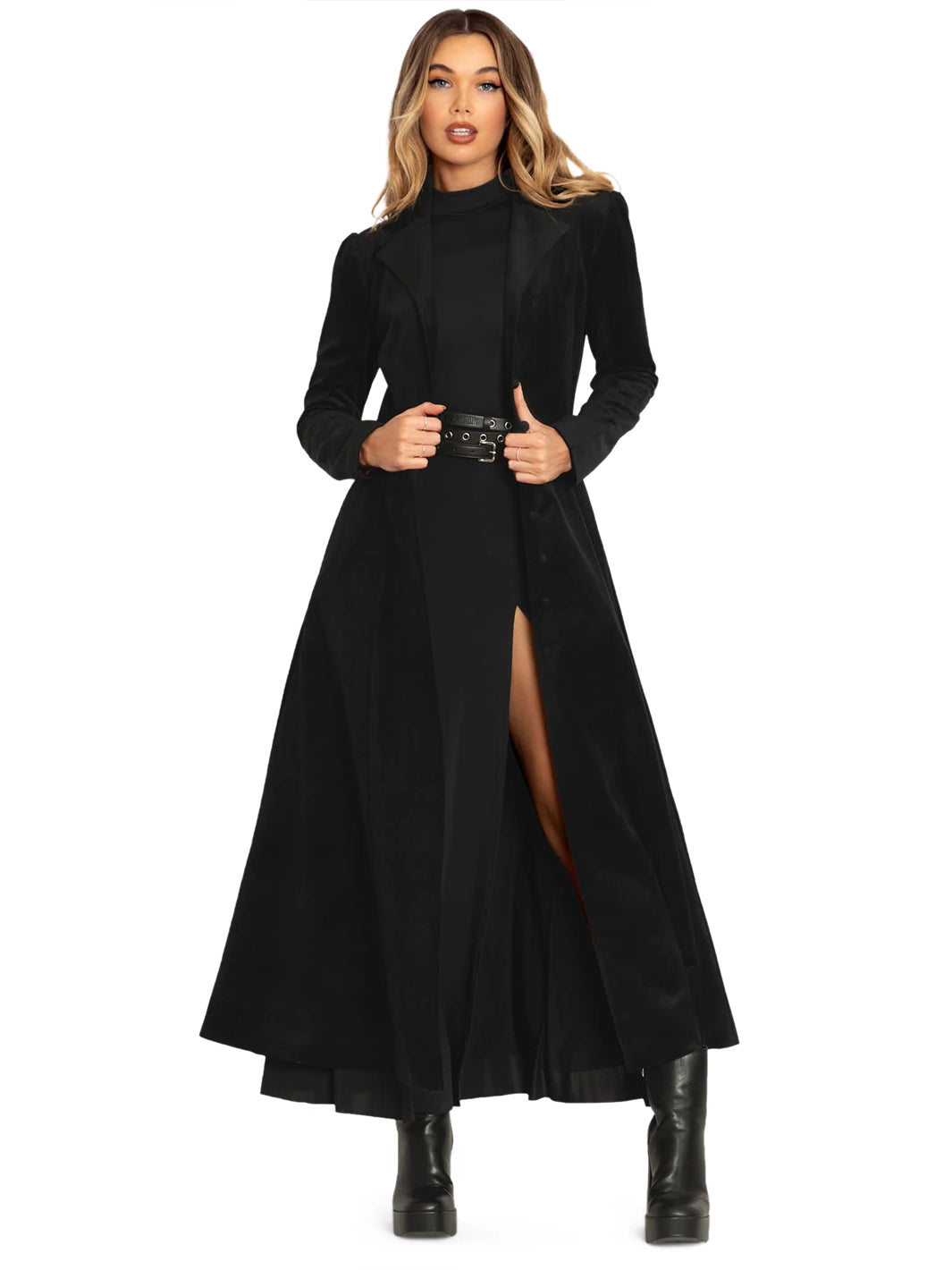Black Cursed Bats Velvet Trench Coat