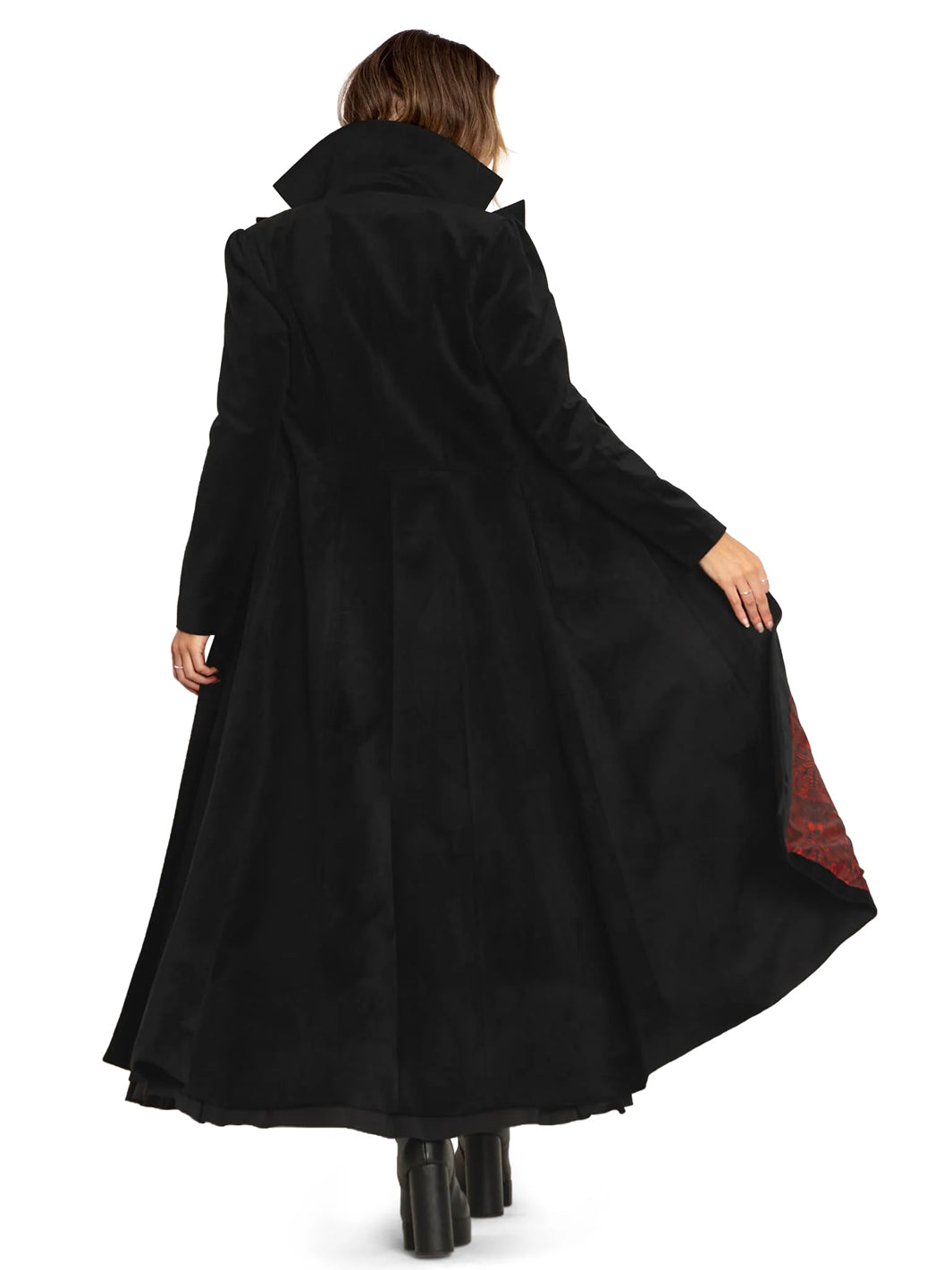 Black Cursed Bats Velvet Trench Coat