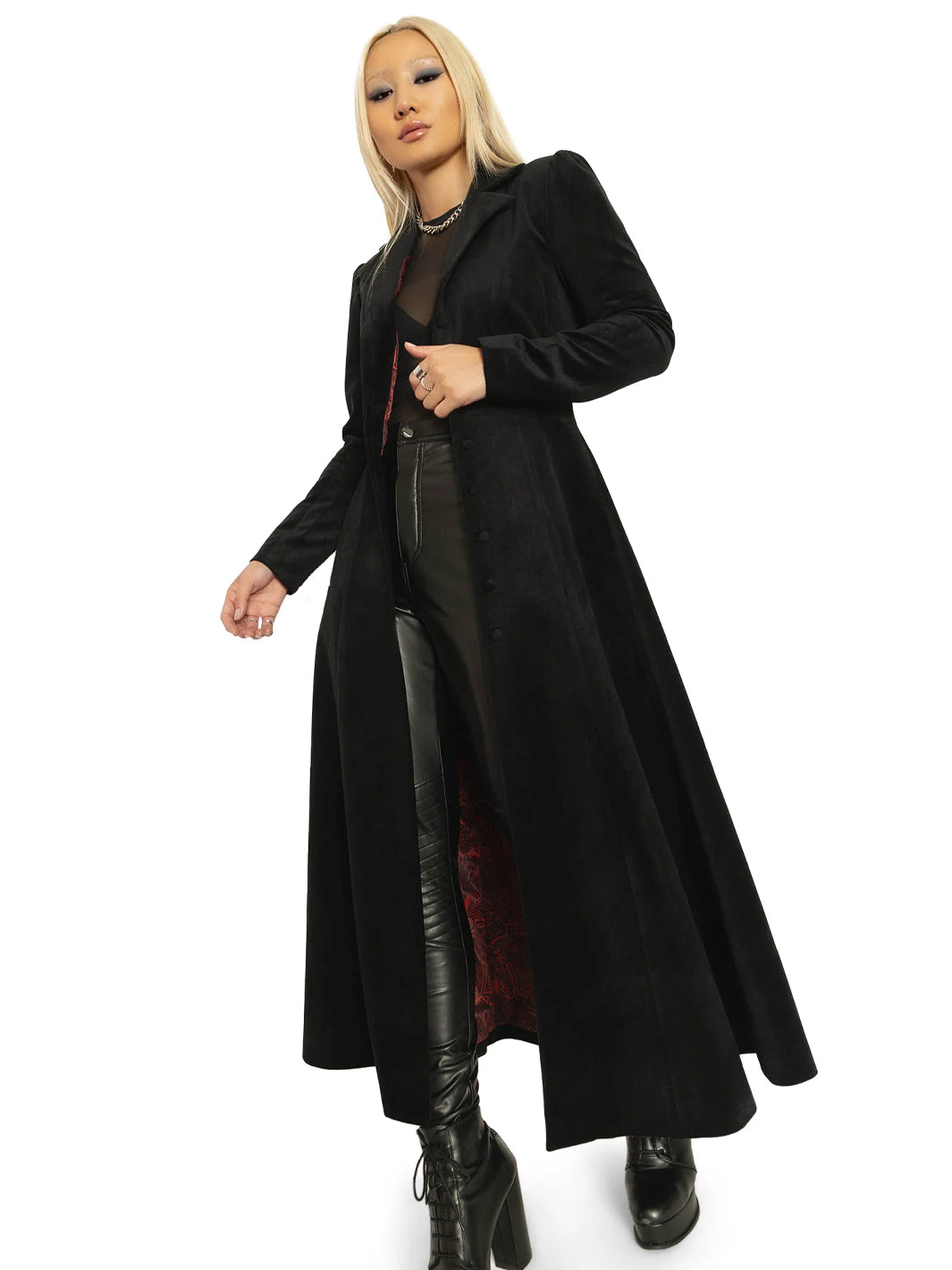 Black Cursed Bats Velvet Trench Coat