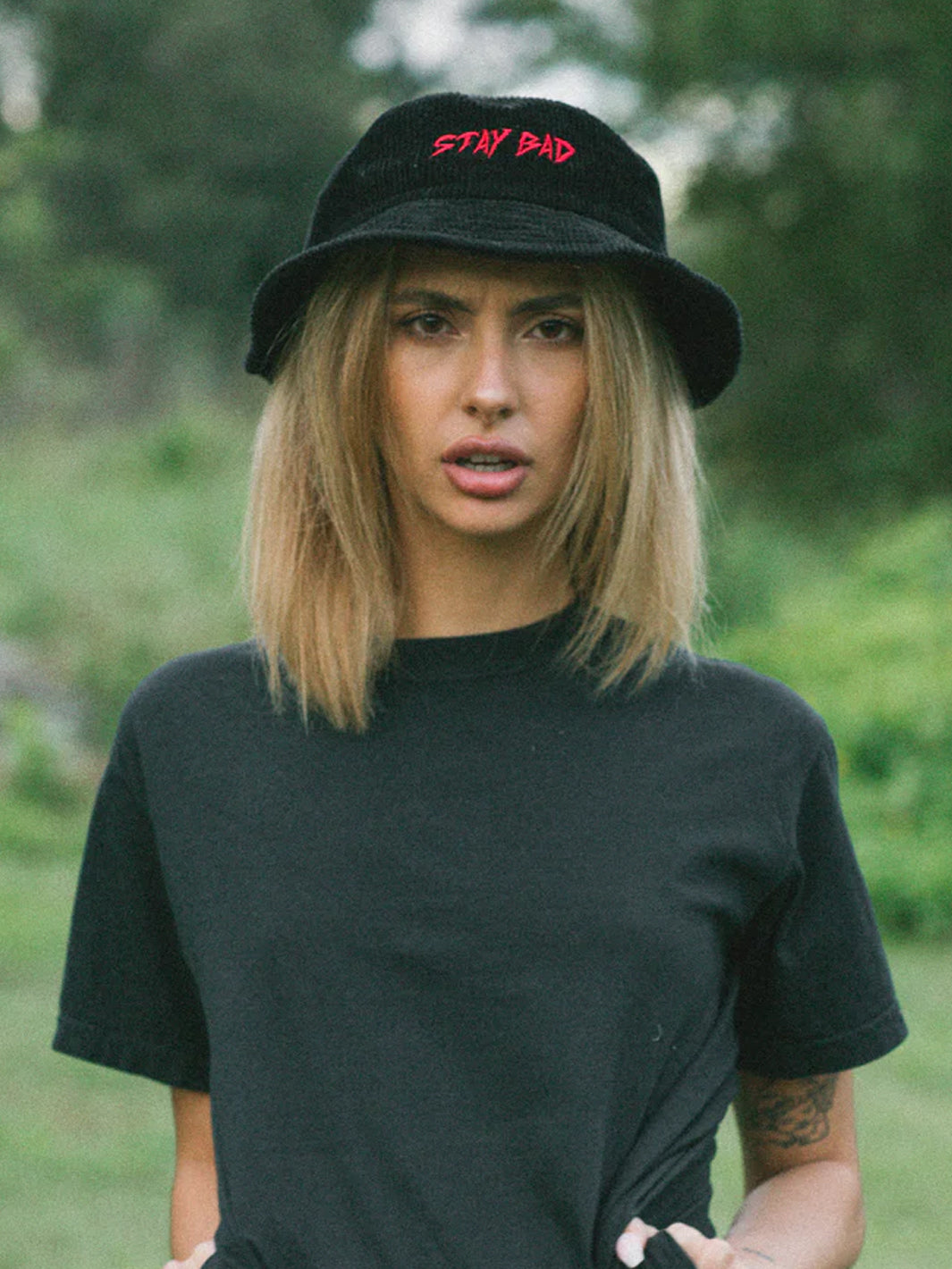 STAY BAD CORD BUCKET HAT - BLACK