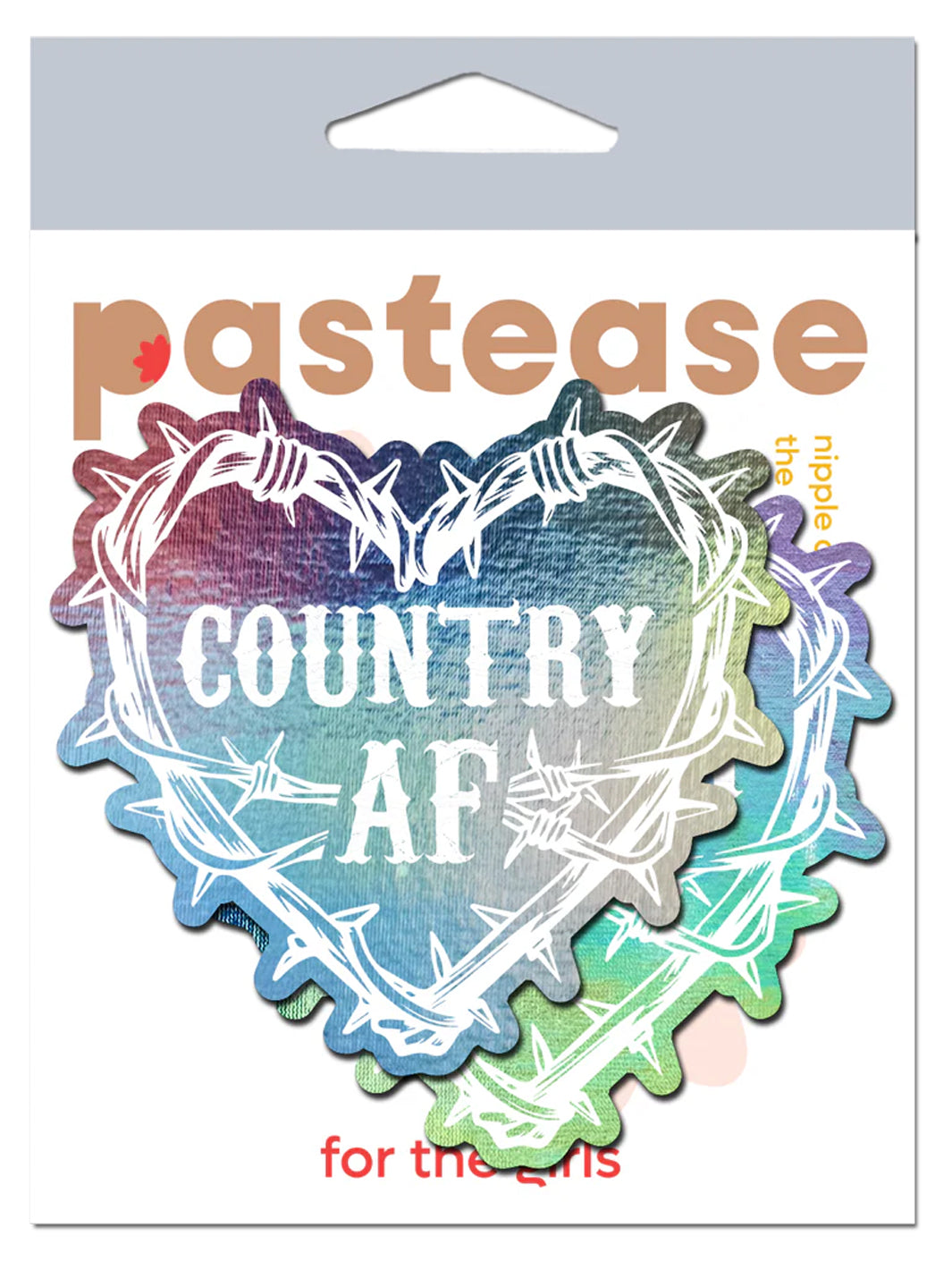 COUNTRY AF BARBED HEART NIPPLE PASTIES - HOLO
