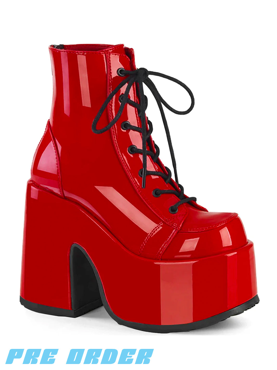 DEMONIA CAMEL-203 BOOTS - PATENT RED ✰ PRE ORDER ✰