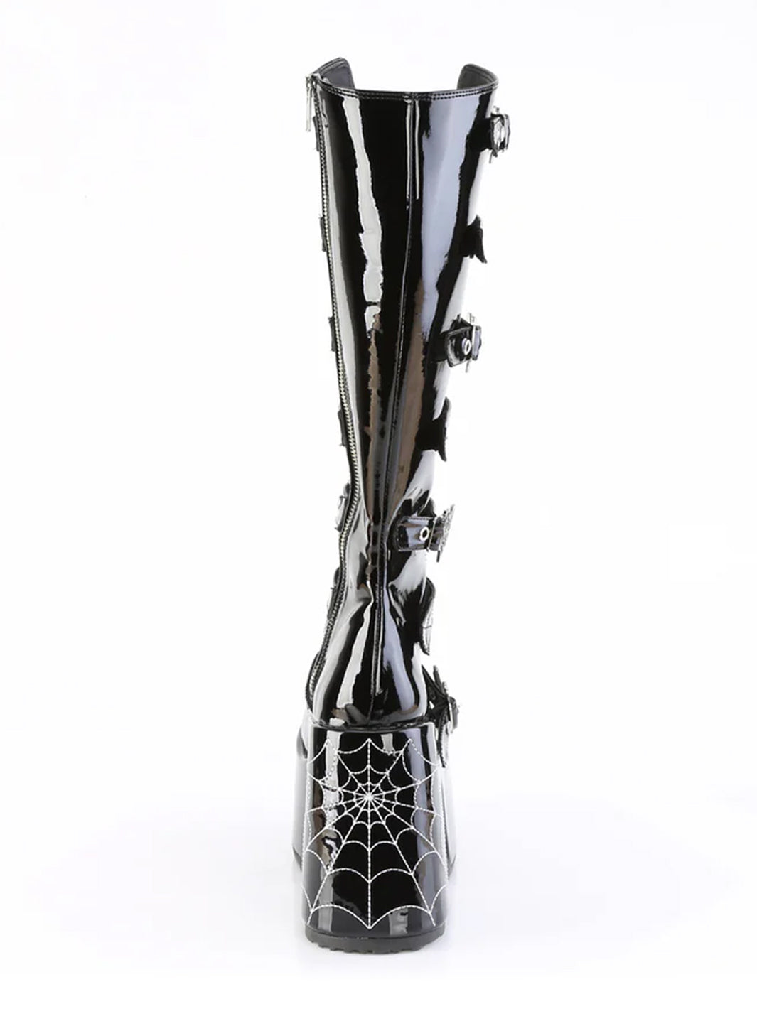 DEMONIA CAMEL-223 PLATFORM BOOTS - BLACK PATENT