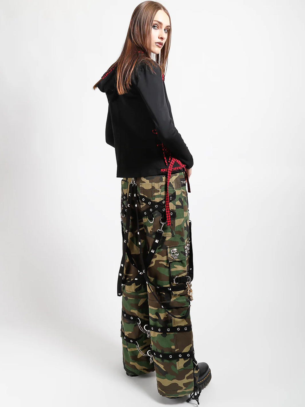 SKULL DENIM STUD PANT - CAMO