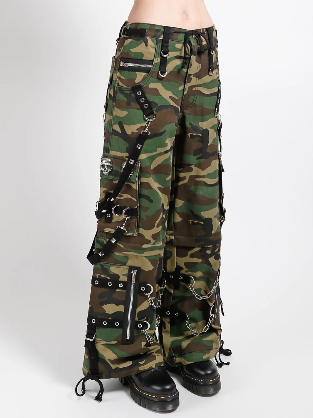 SKULL DENIM STUD PANT - CAMO
