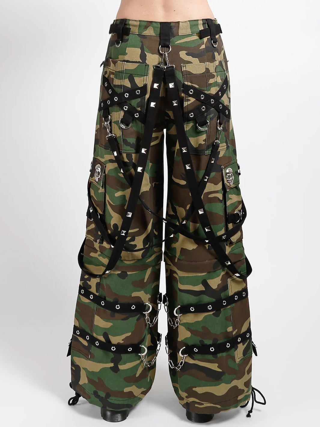 SKULL DENIM STUD PANT - CAMO