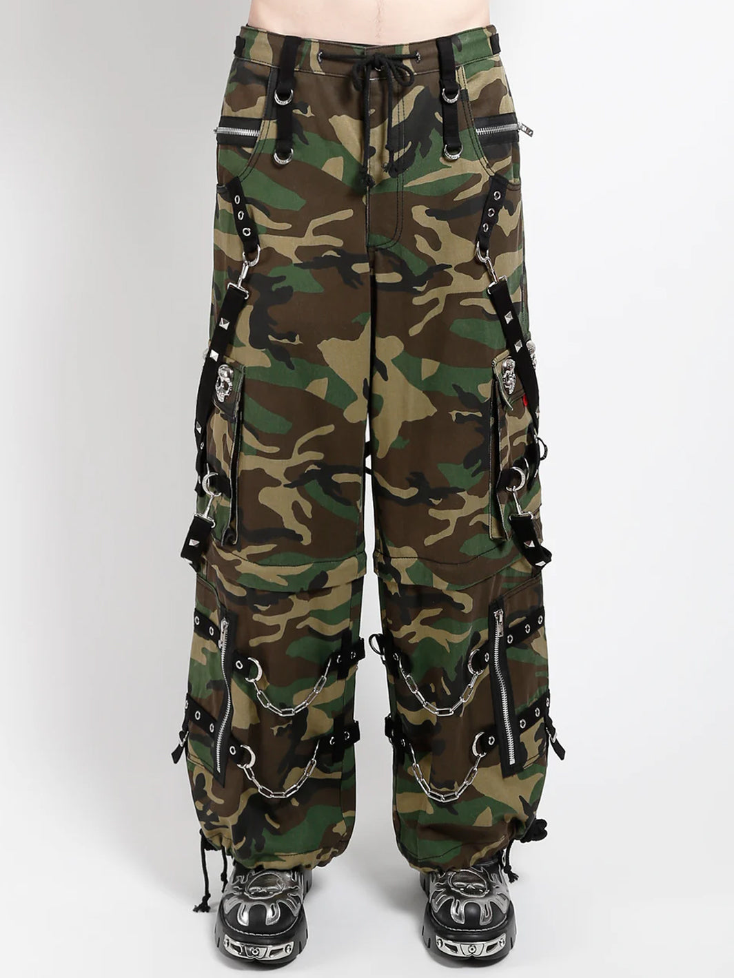 SKULL DENIM STUD PANT - CAMO