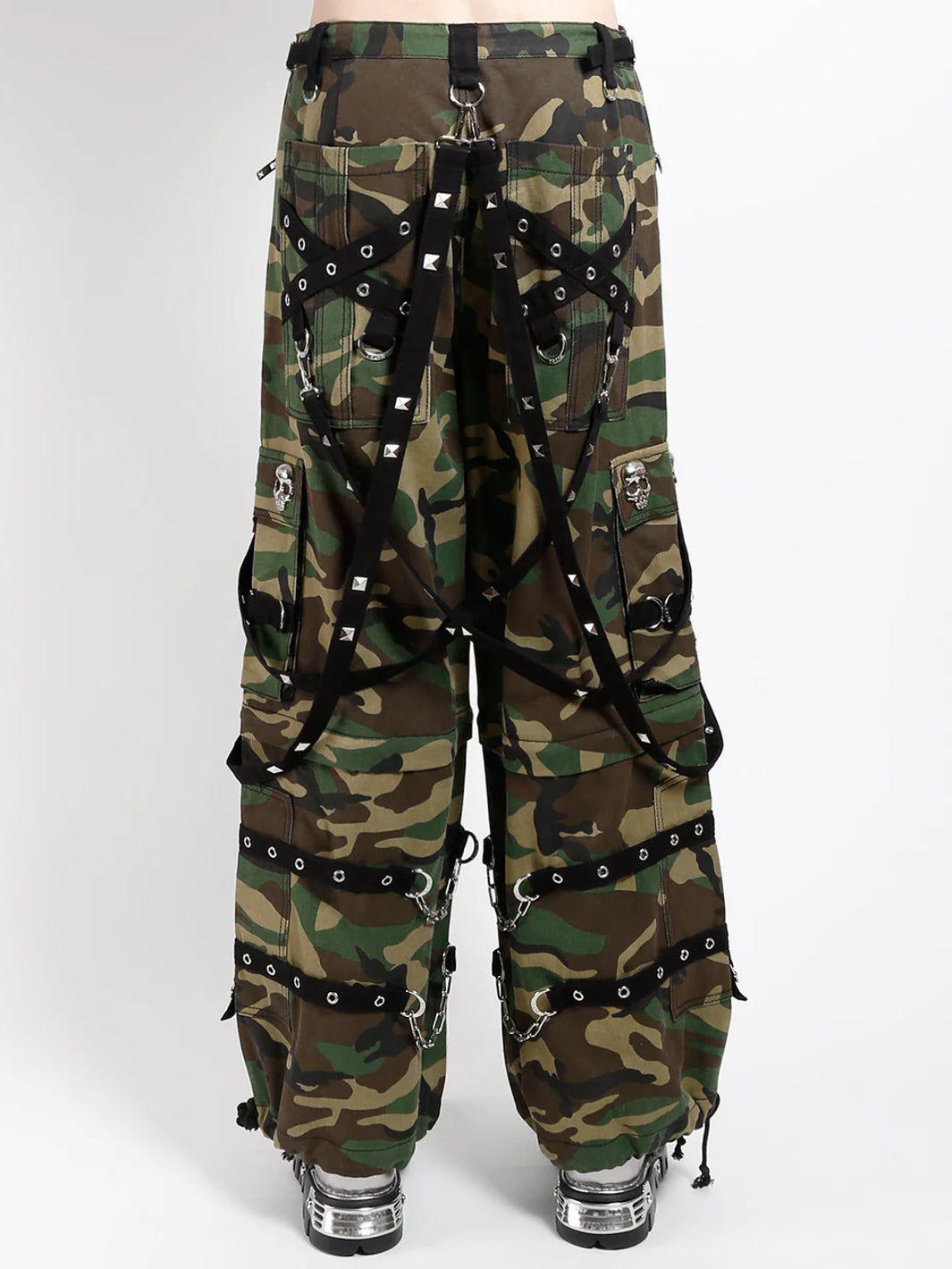 SKULL DENIM STUD PANT - CAMO
