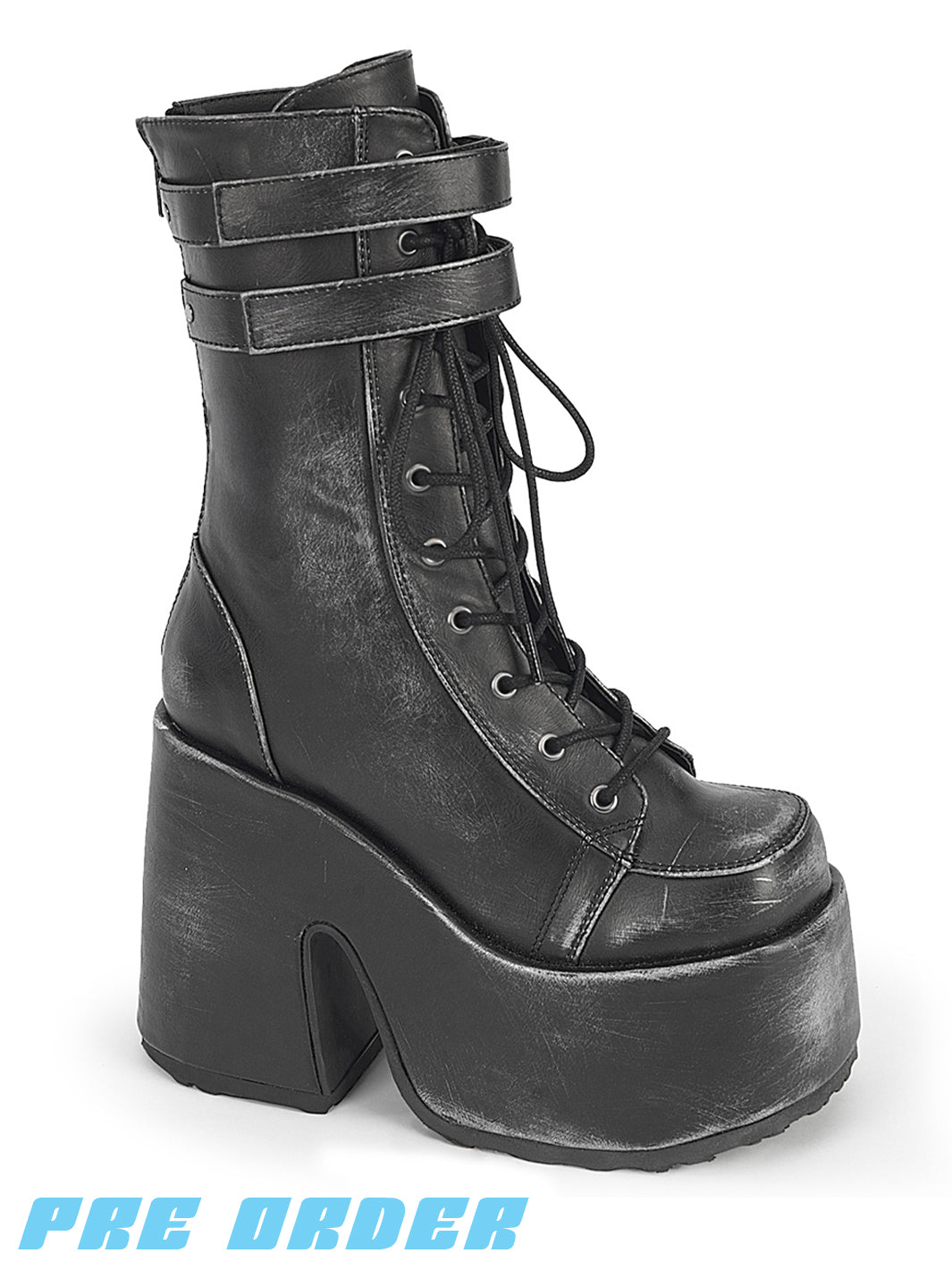 DEMONIA CAMEL-250 - BLACK/SILVER VEGAN LEATHER ✰ PRE ORDER ✰