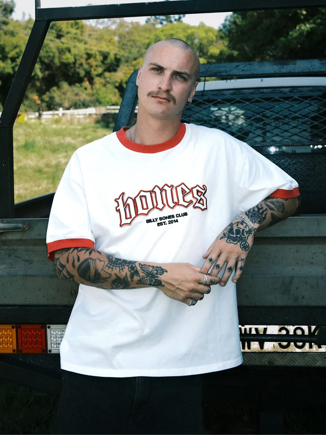 BONES CLASSIC RINGER TEE - VINTAGE WHITE/RED