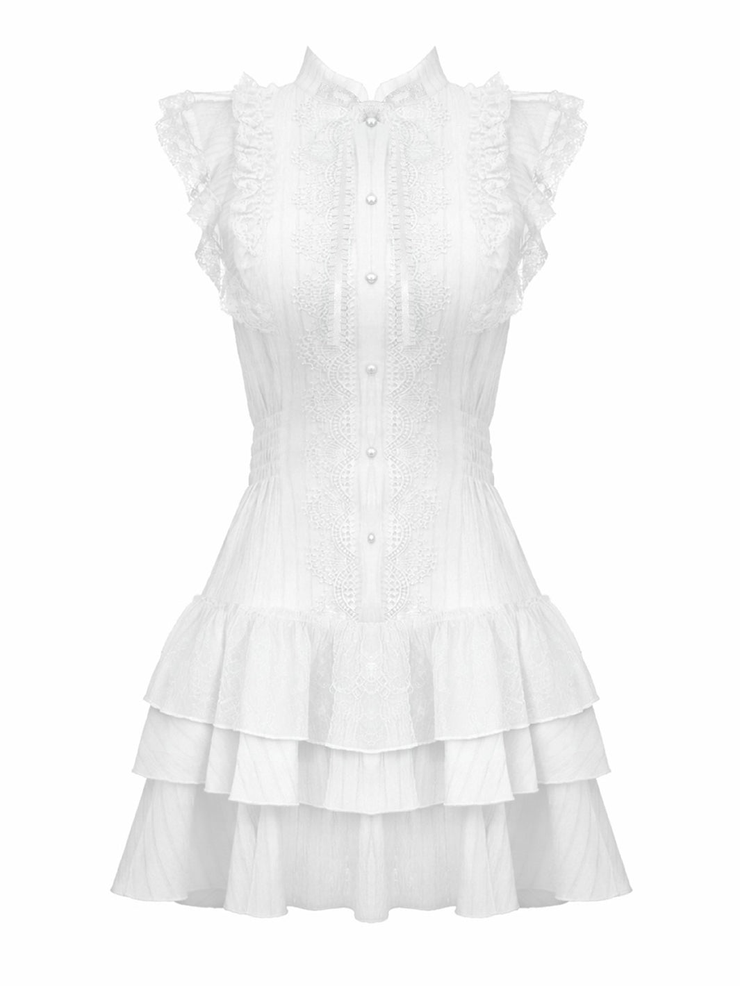 PEARL RUFFLE MINI DRESS
