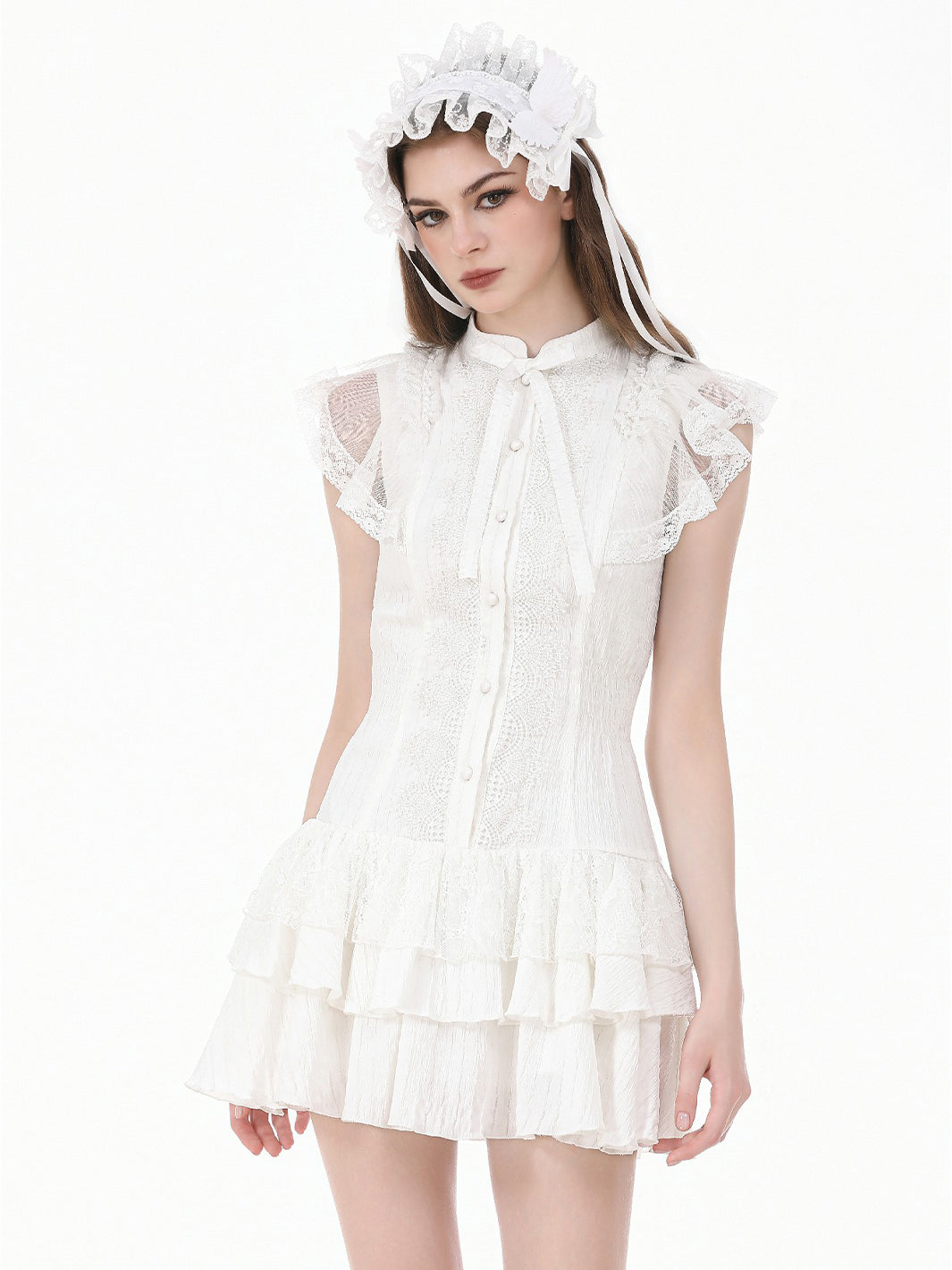 PEARL RUFFLE MINI DRESS