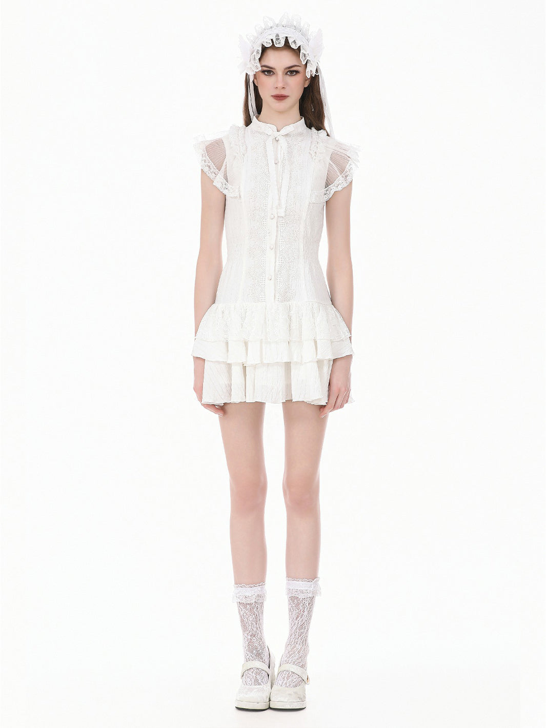 PEARL RUFFLE MINI DRESS