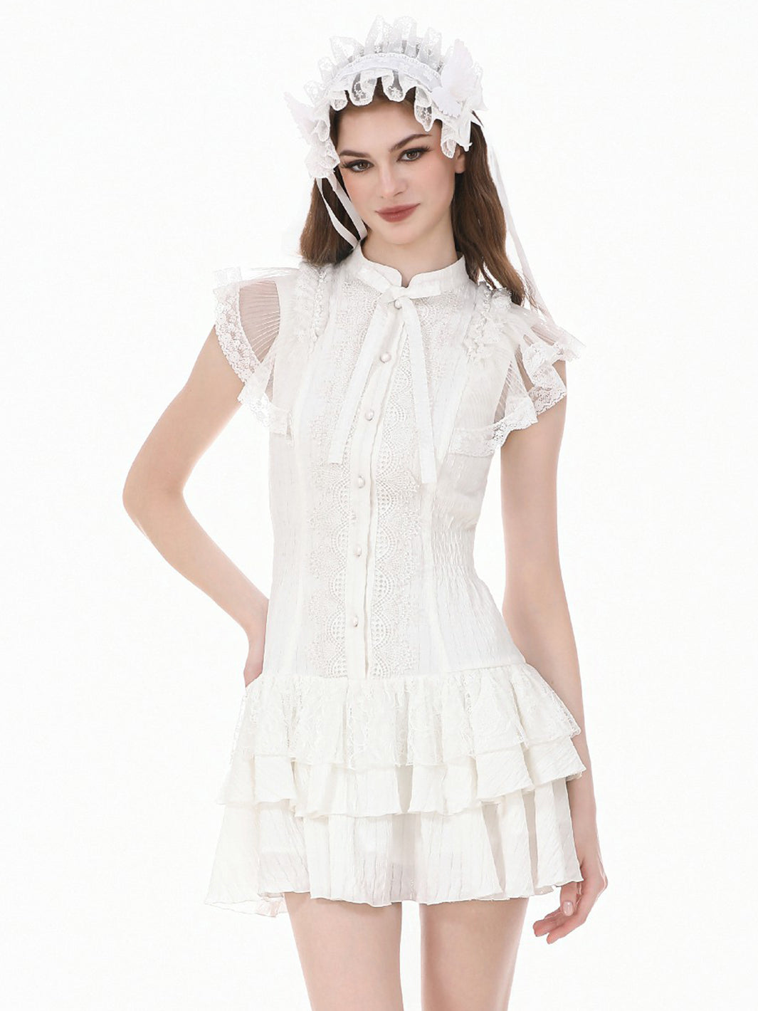PEARL RUFFLE MINI DRESS