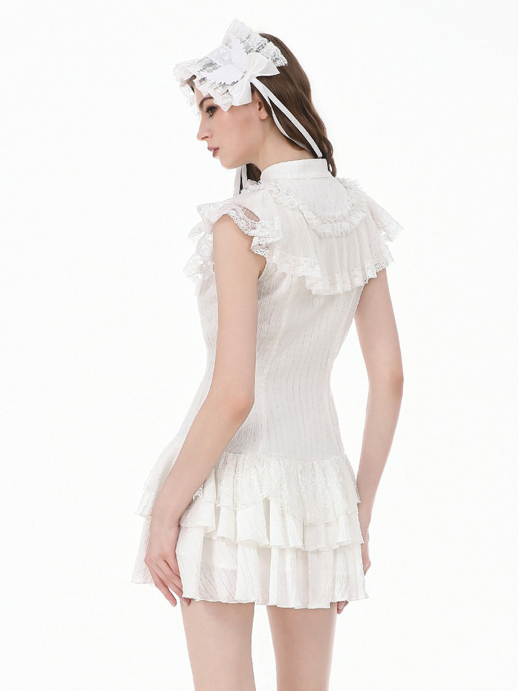 PEARL RUFFLE MINI DRESS