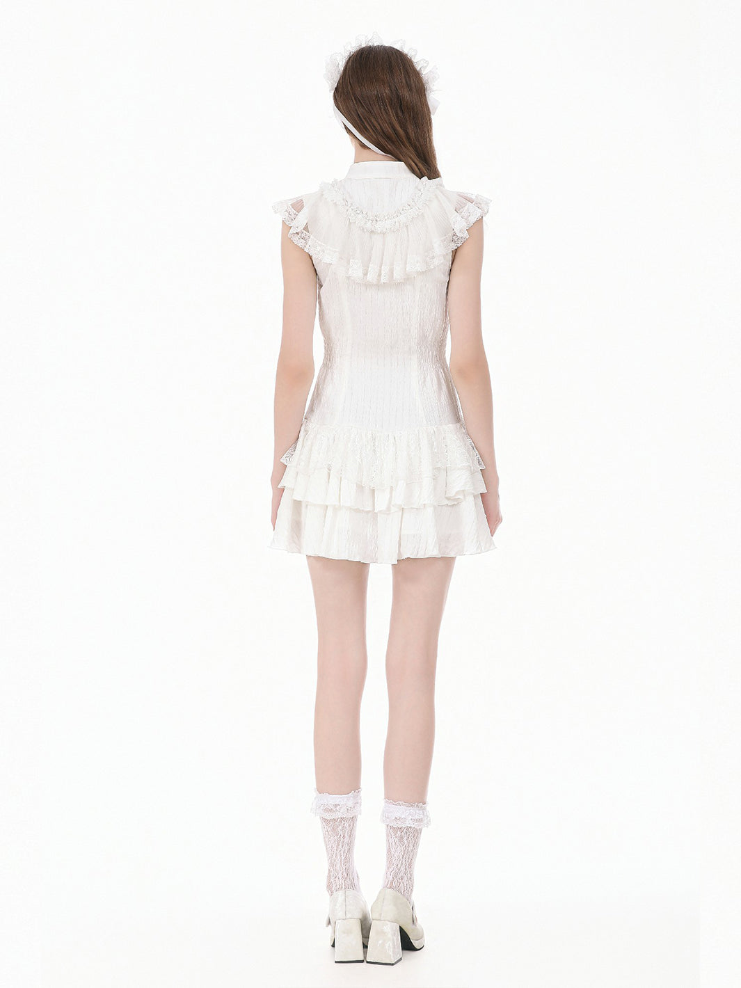 PEARL RUFFLE MINI DRESS