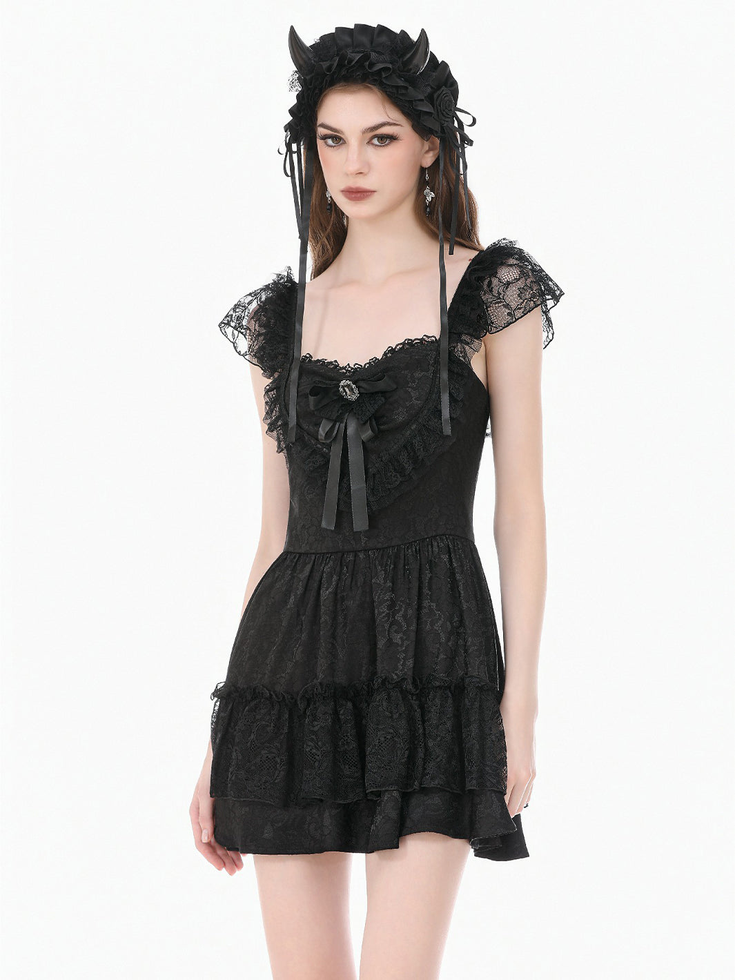 MOURNING LACE MINI DRESS
