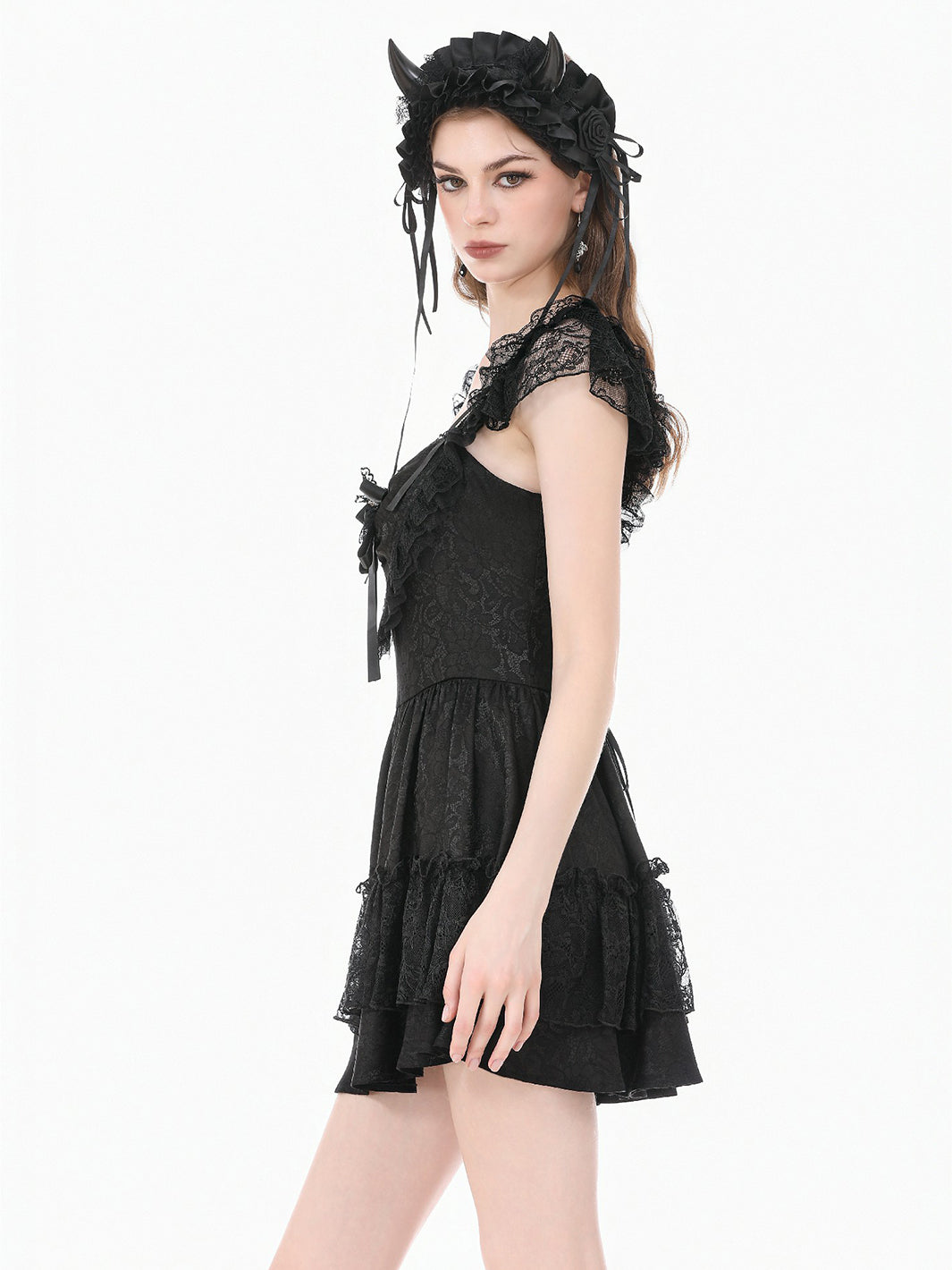MOURNING LACE MINI DRESS