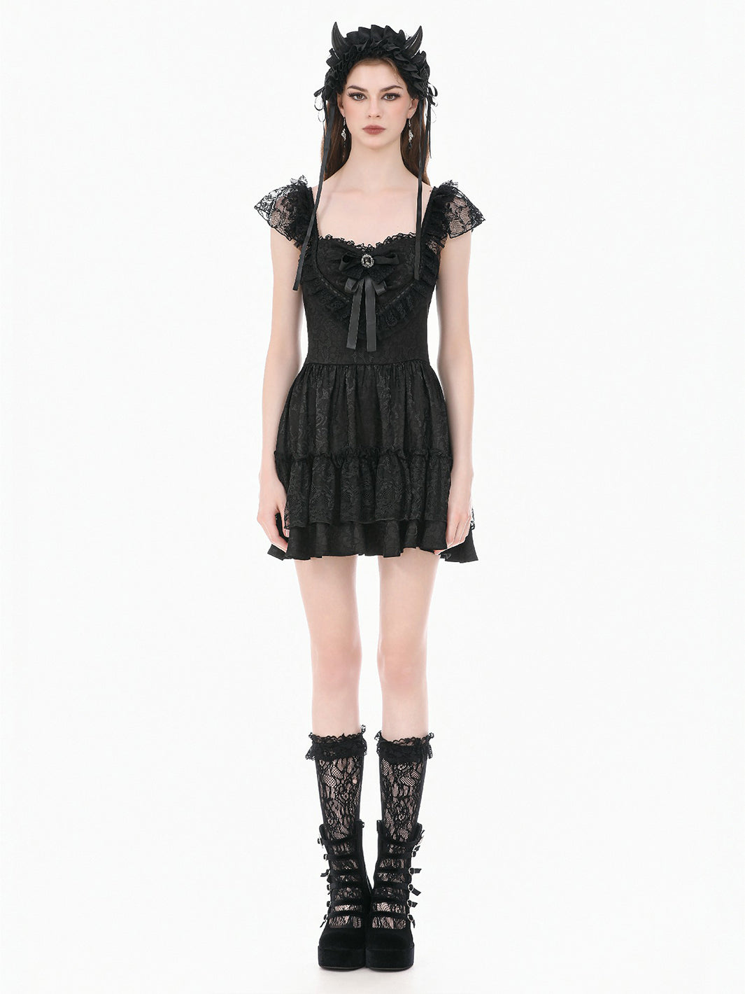 MOURNING LACE MINI DRESS