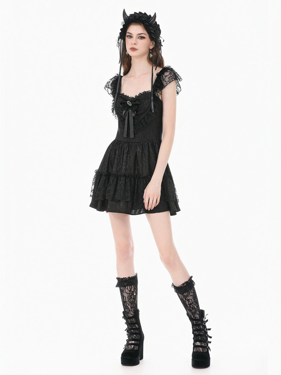 MOURNING LACE MINI DRESS