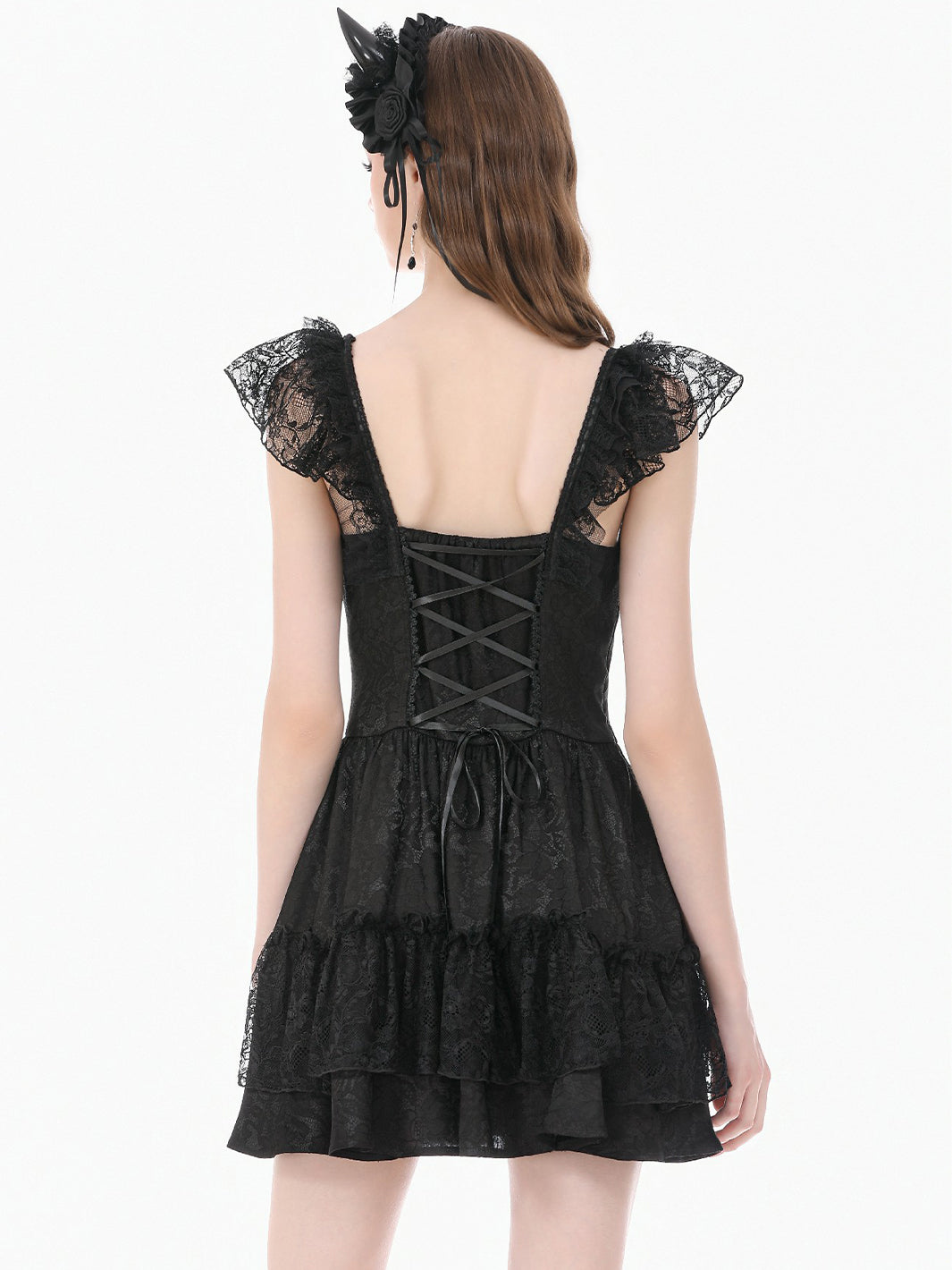 MOURNING LACE MINI DRESS