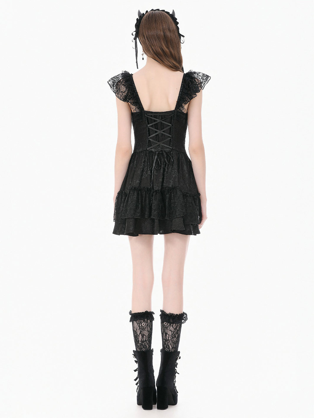 MOURNING LACE MINI DRESS