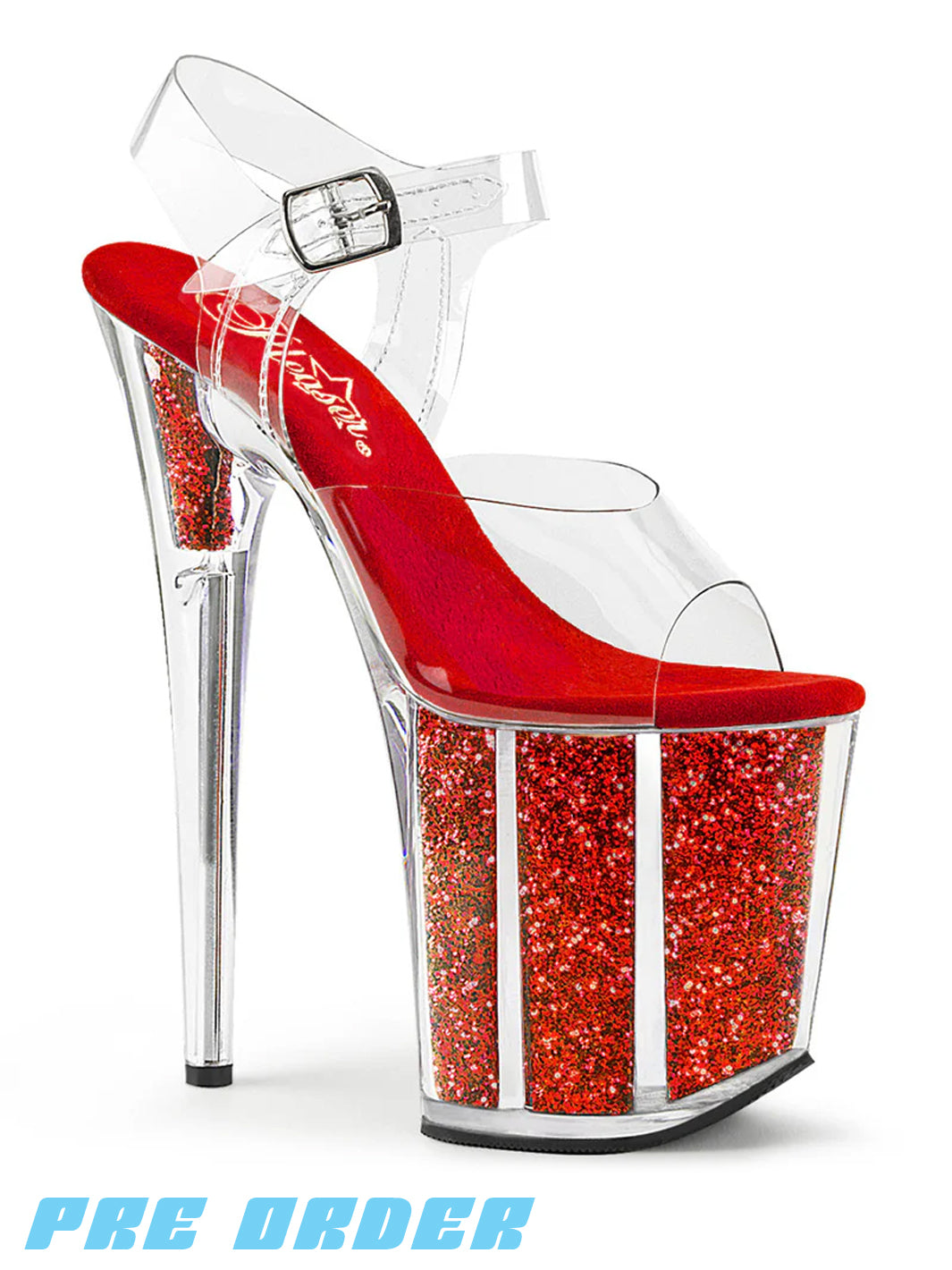 FLAMINGO-808G - CLEAR/RED GLITTER ✰ PRE ORDER ✰