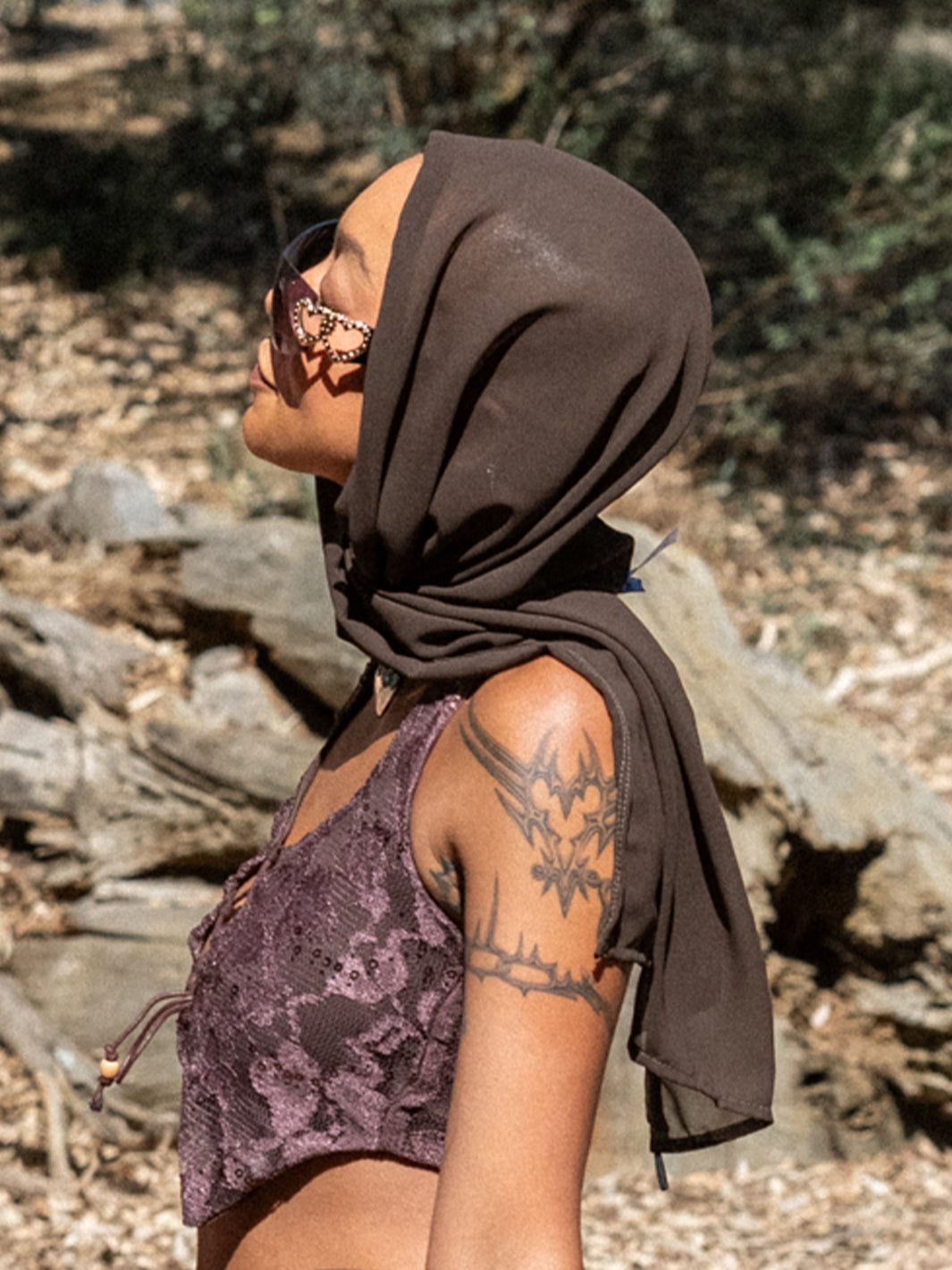 FLOW HEAD SCARF - BROWN