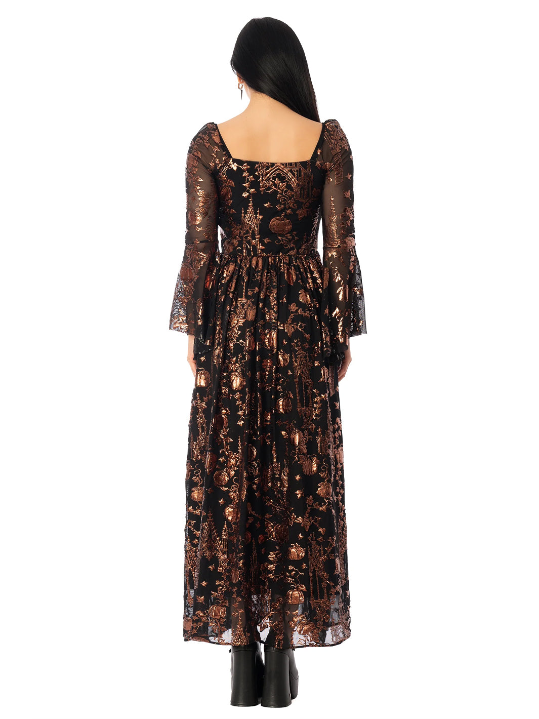 Gourd Gracious Squared Up Bell Sleeve Maxi Dress