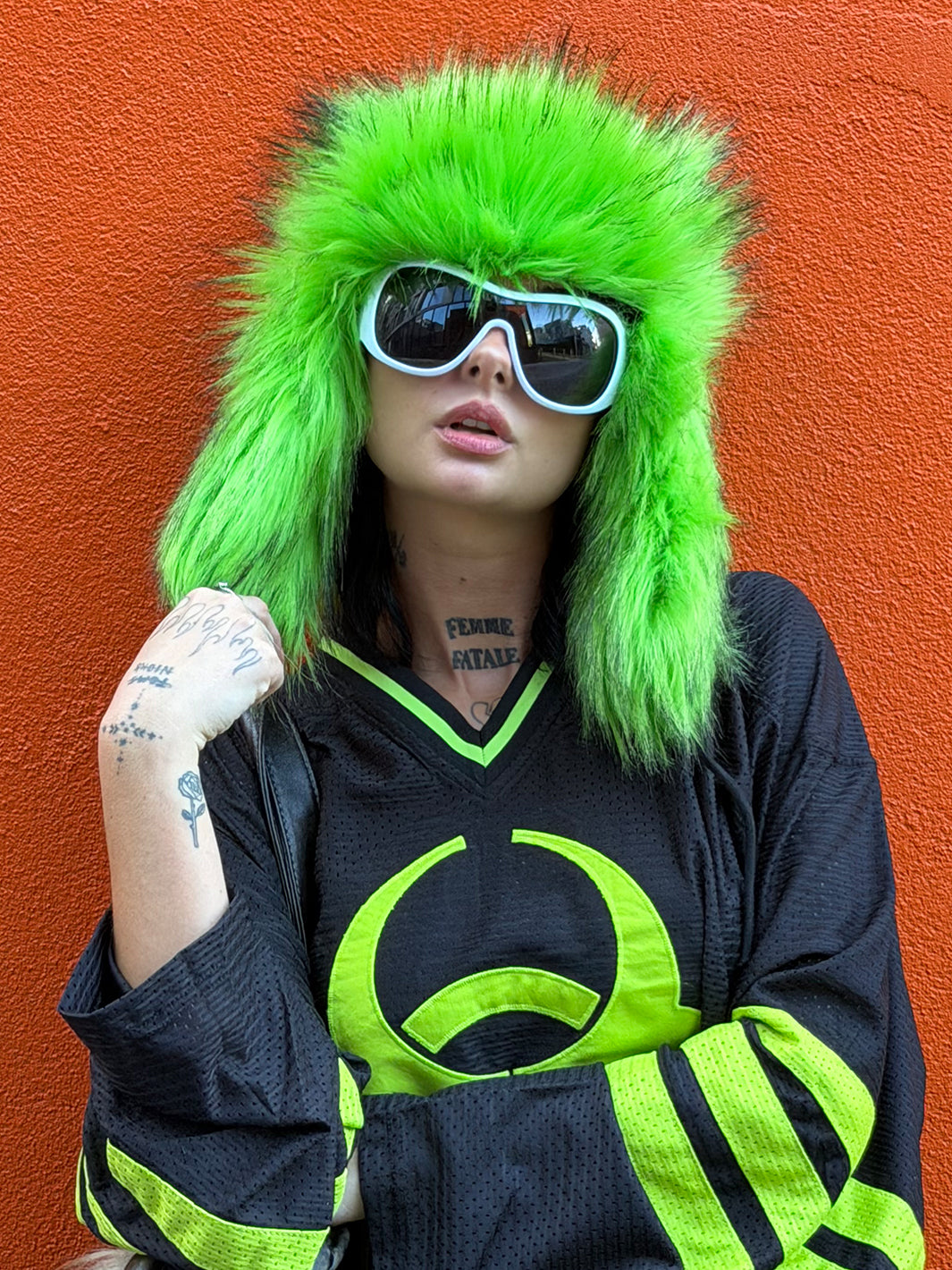 SNOW BRAT FUZZY HAT - LIME GREEN