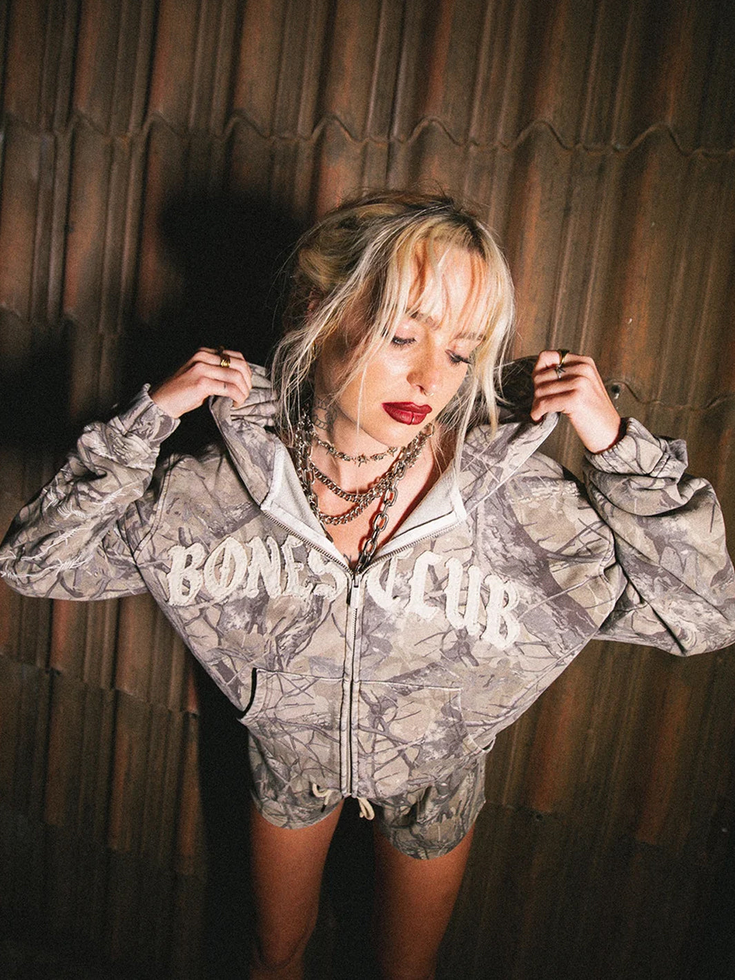 BONES CLUB ZIP HOODIE - TREECAMO