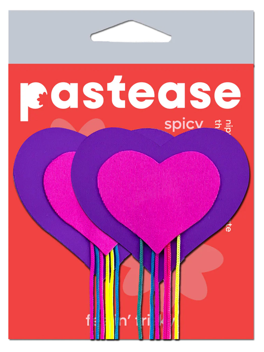 HEART TASSEL NIPPLE PASTIES - NEON RAINBOW