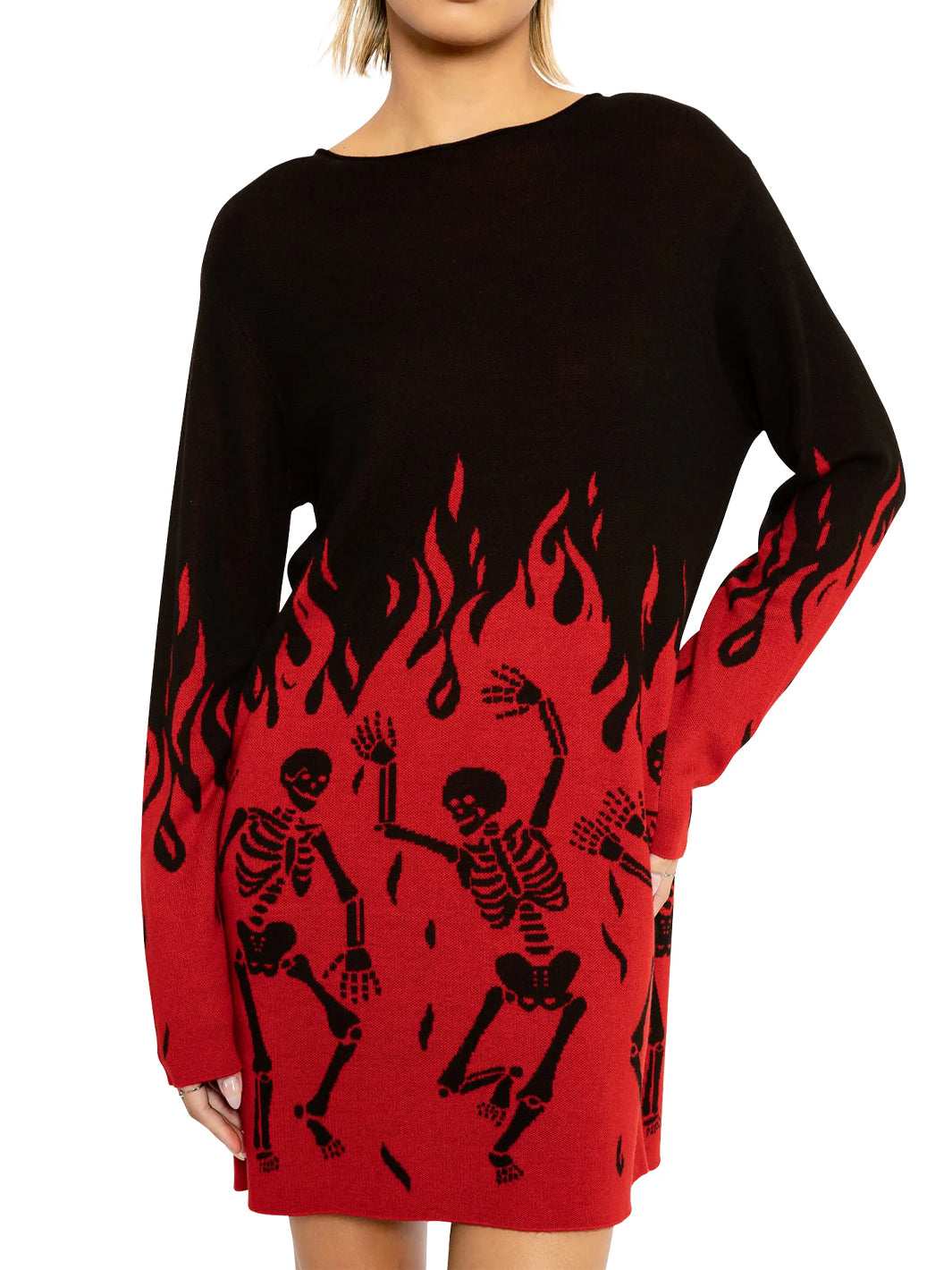 Hellfire Oversized Knit Longline Sweater - Black