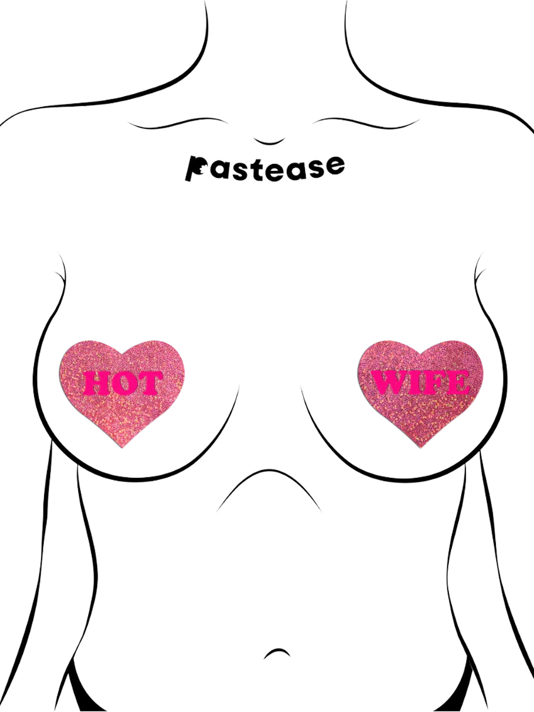 PINK HEART NIPPLE PASTIES - HOT WIFE