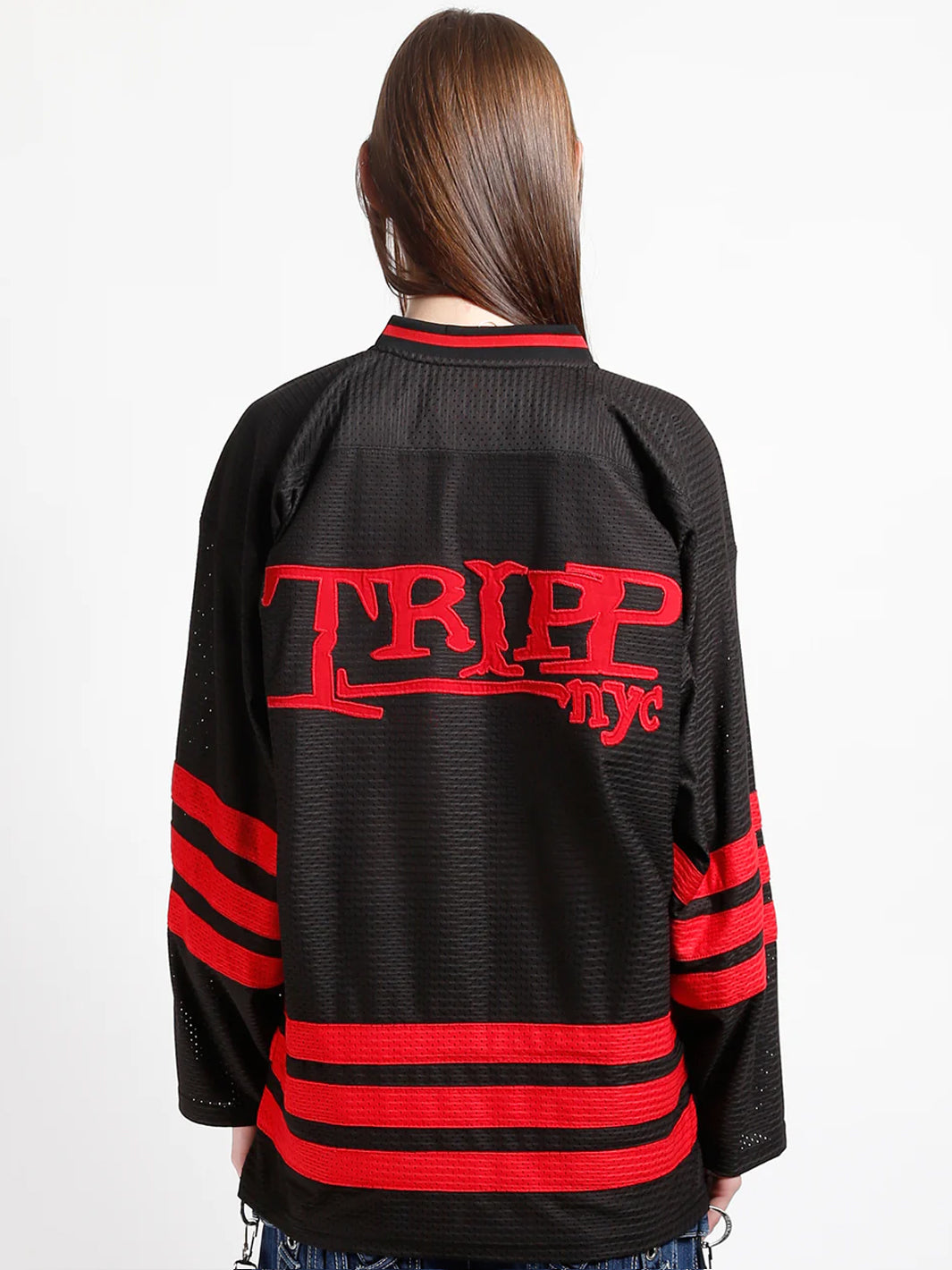 TRIPP NYC LOGO SKULL JERSEY - BLACK & RED