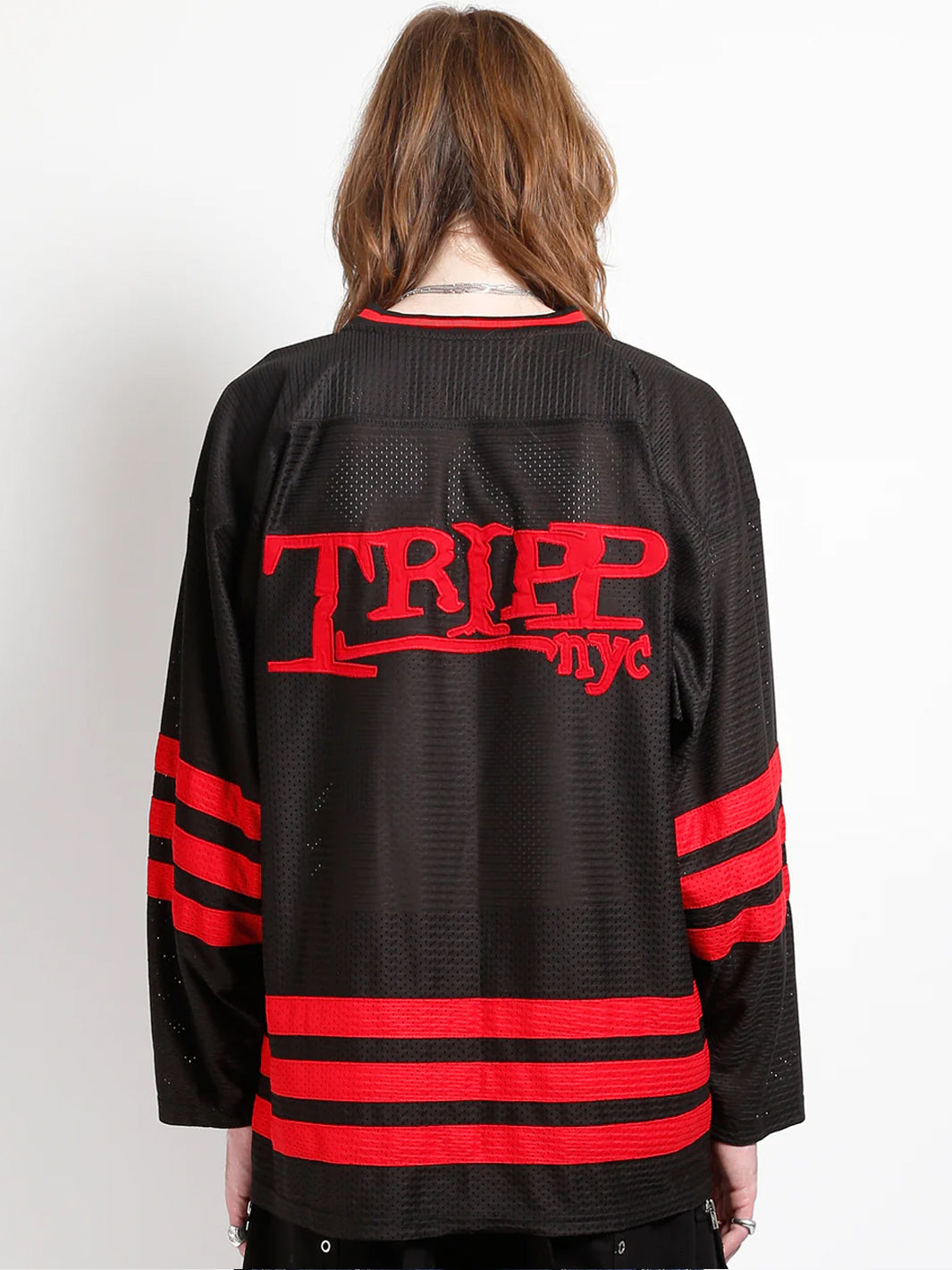 TRIPP NYC LOGO SKULL JERSEY - BLACK & RED