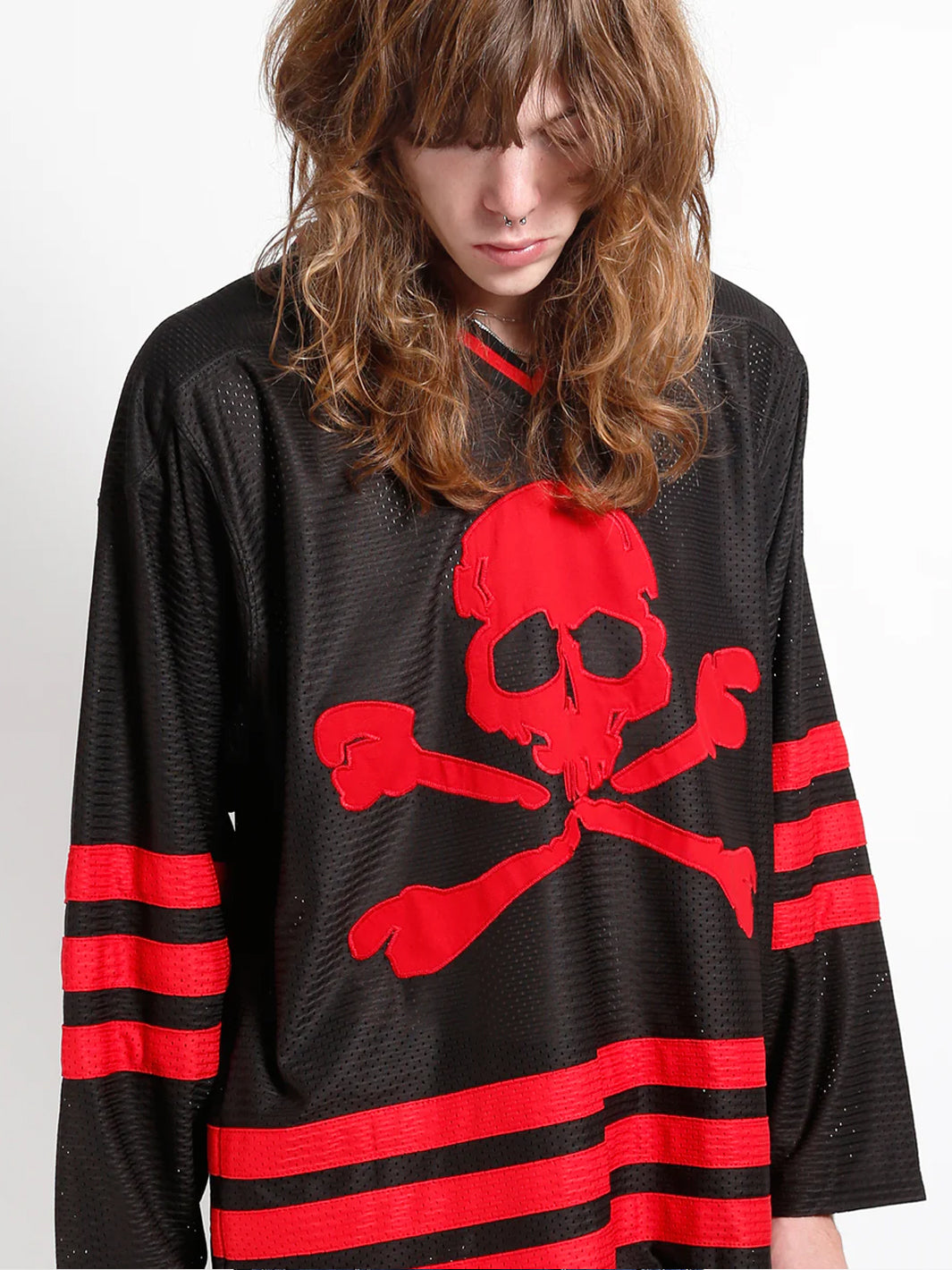 TRIPP NYC LOGO SKULL JERSEY - BLACK & RED