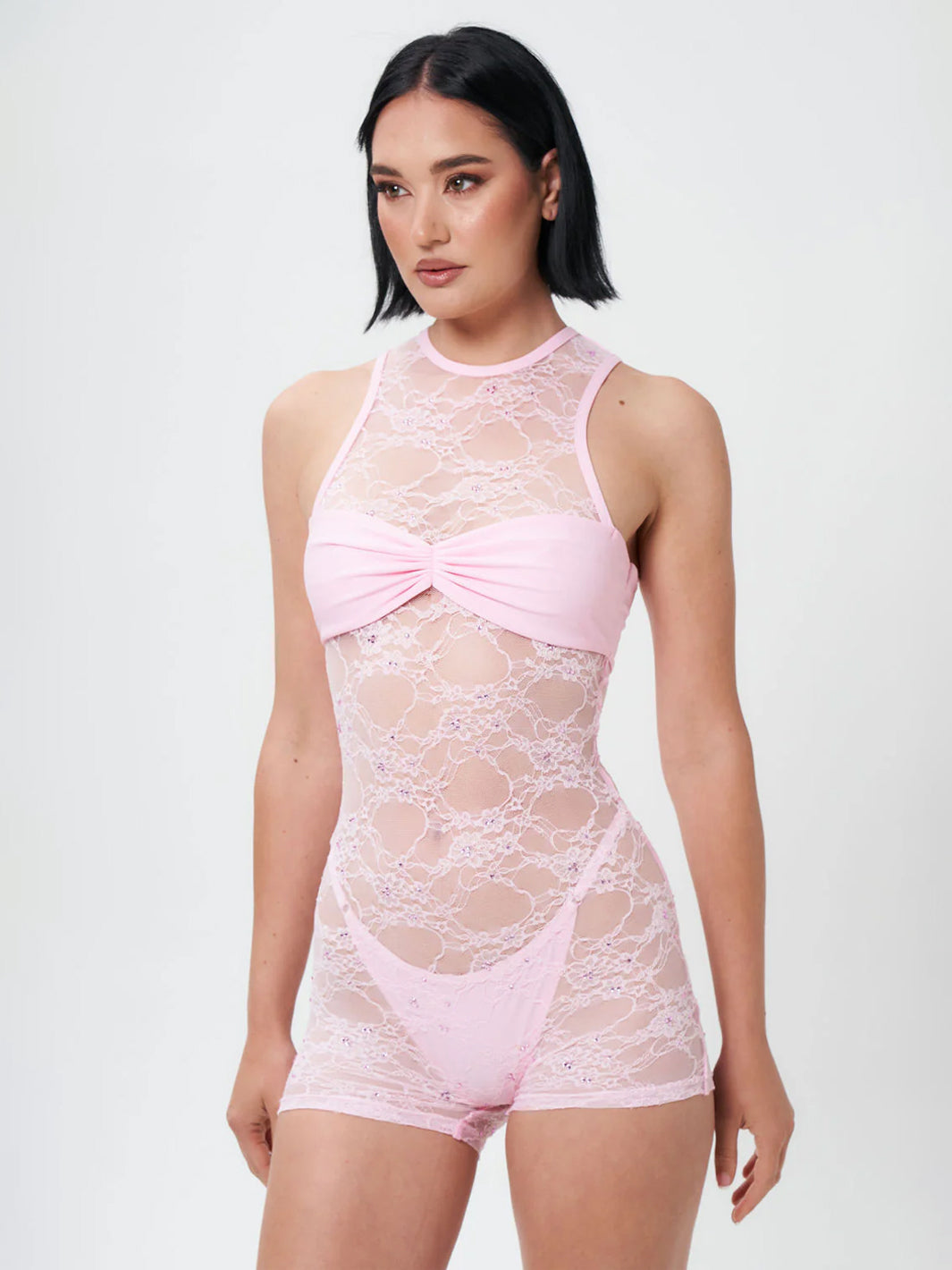 LUST & LACE BODYSUIT - PINK